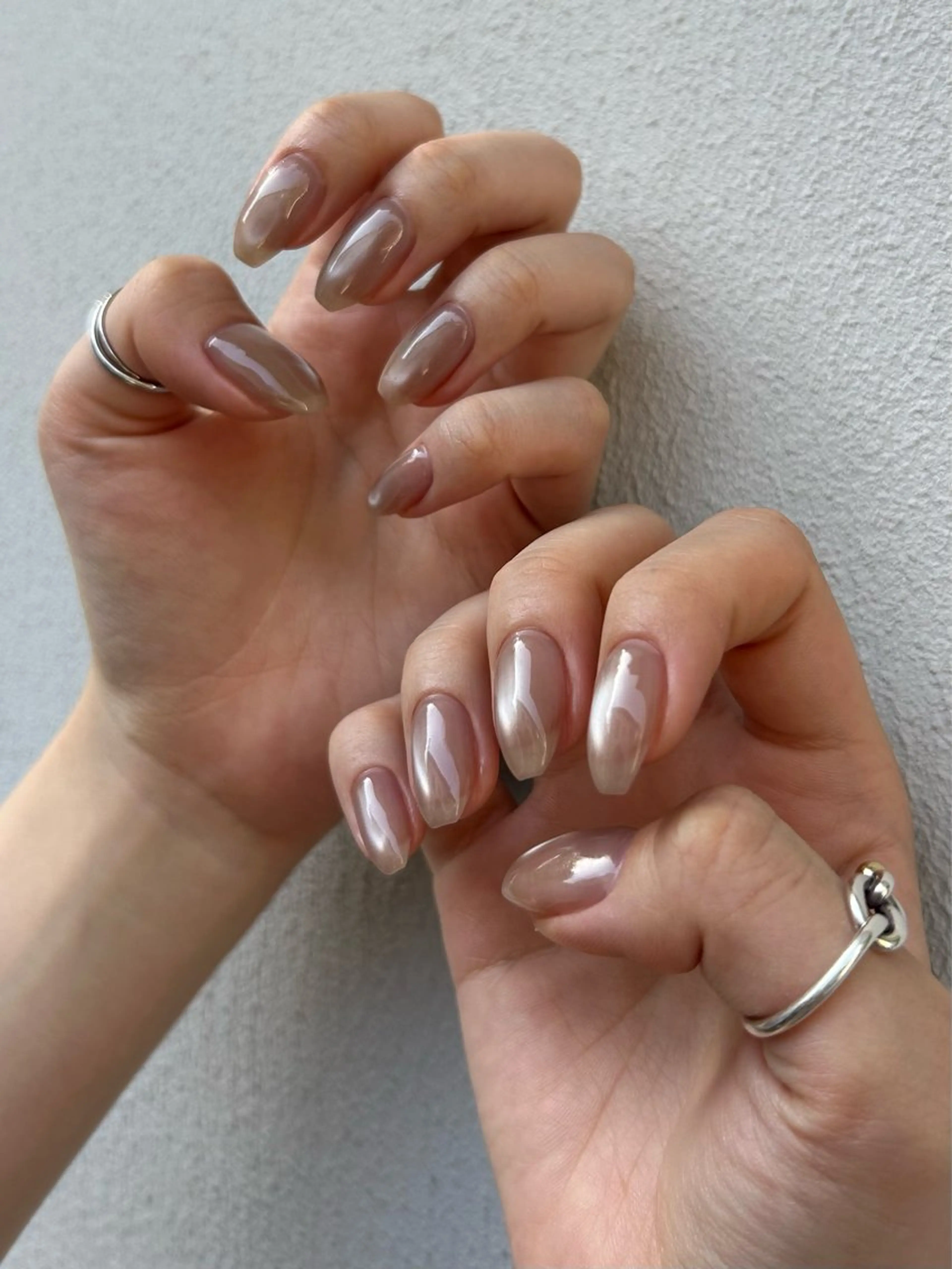 ネイル ブラウン マグネットネイル ピンク ハンドネイル Yumi シンプルネイルのネイルデザイン