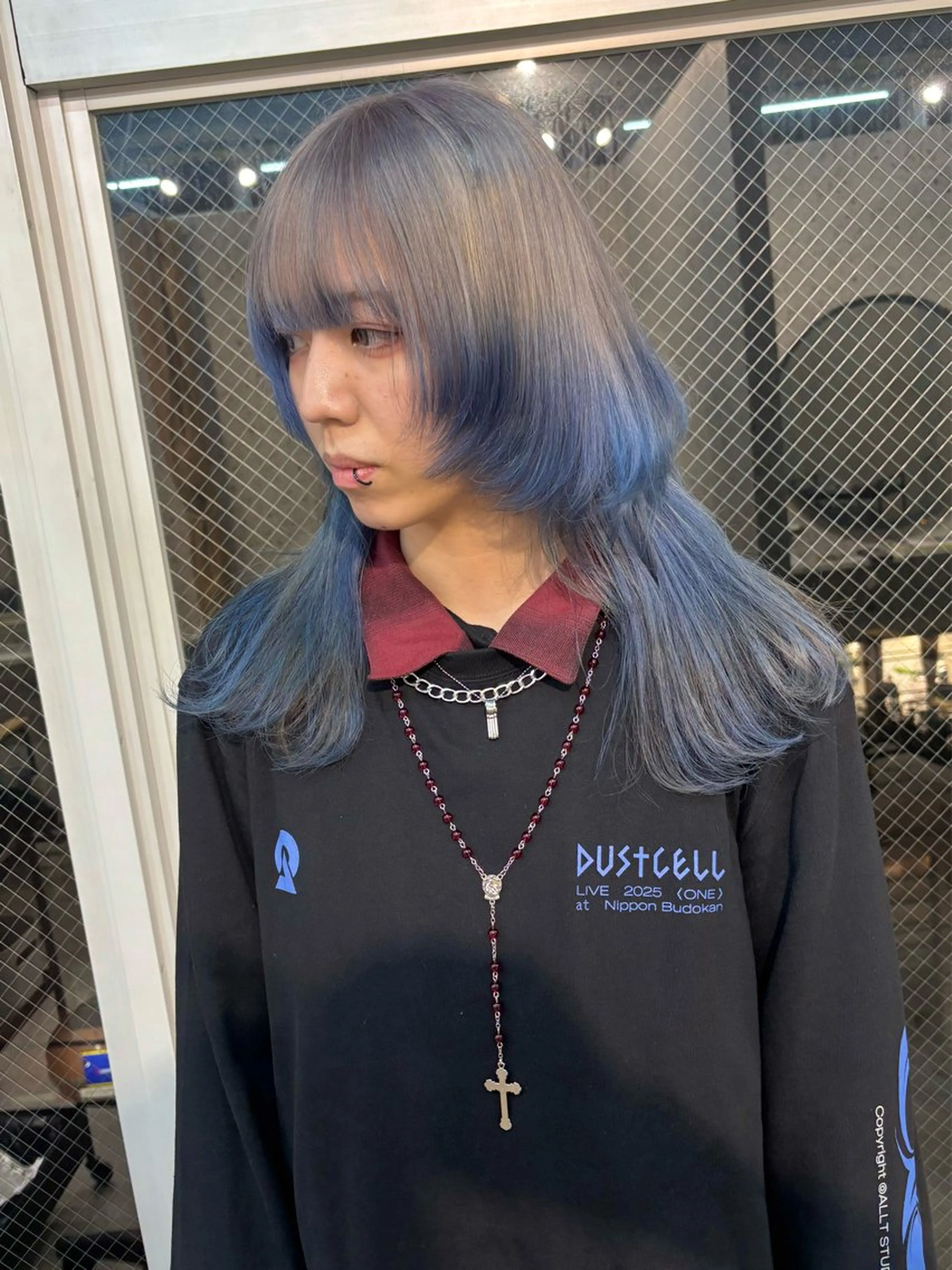 セミロング カラー ブルーカラー グラデーションカラー ウルフカット SHOTO ハイトー ン/ブロンドカラーのヘアスタイル