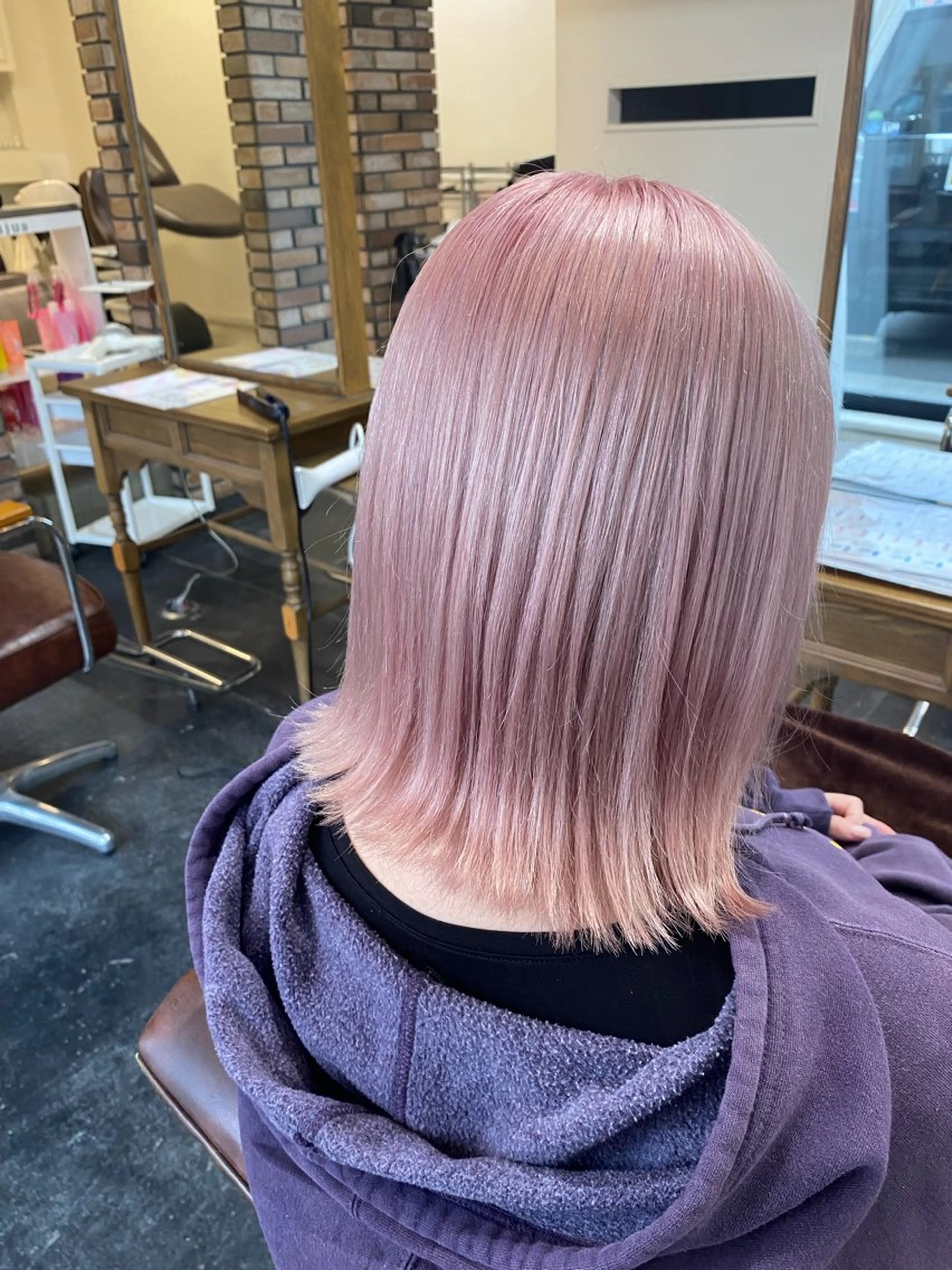 ミディアム カラー ピンクカラー ヘアカラー トリートメント SET-UP りこ🧸のヘアスタイル