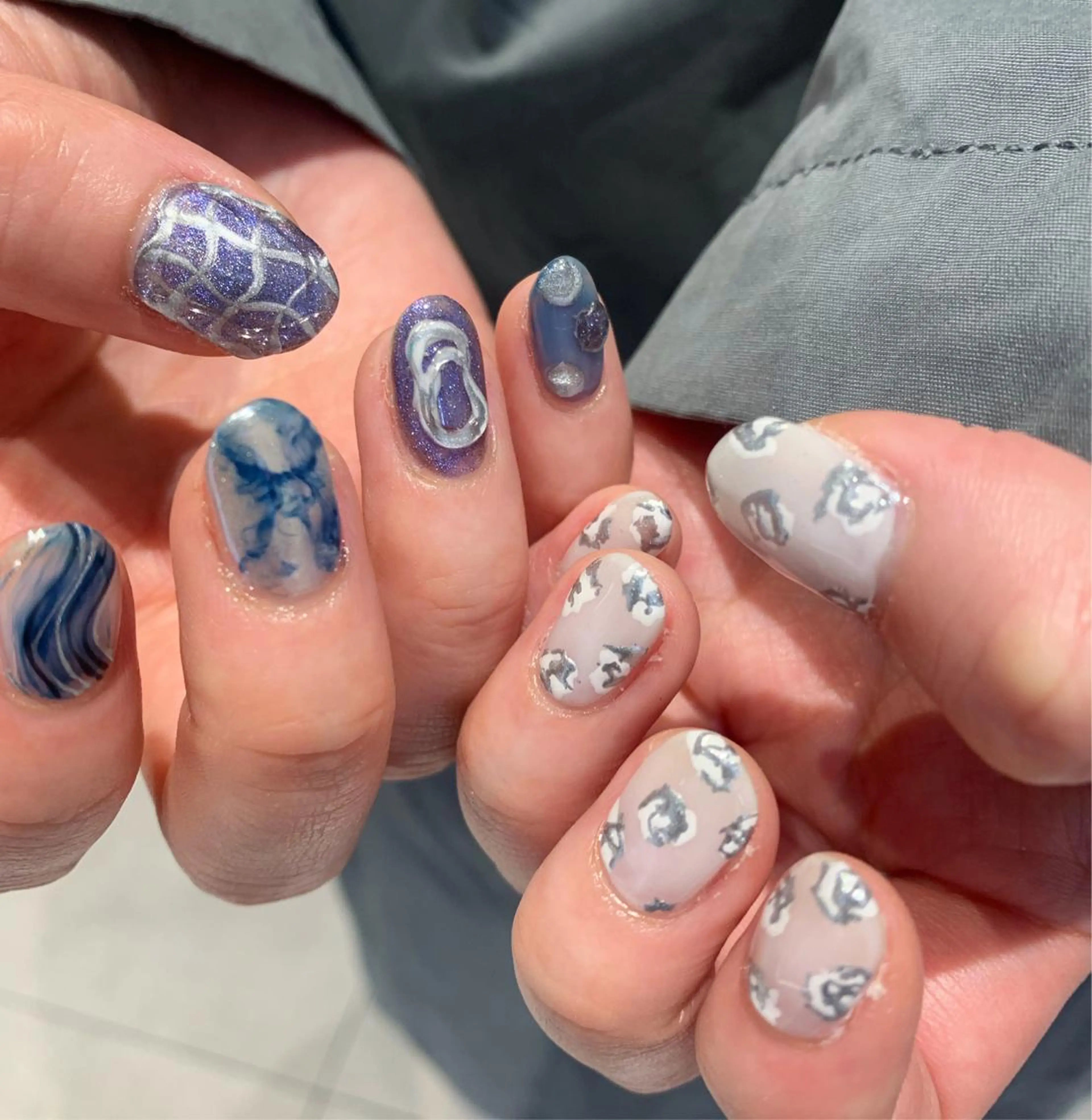 ネイル ブルー ハンドネイル Kureha/ネイル トレンドヘアのマツエク・マツパデザイン