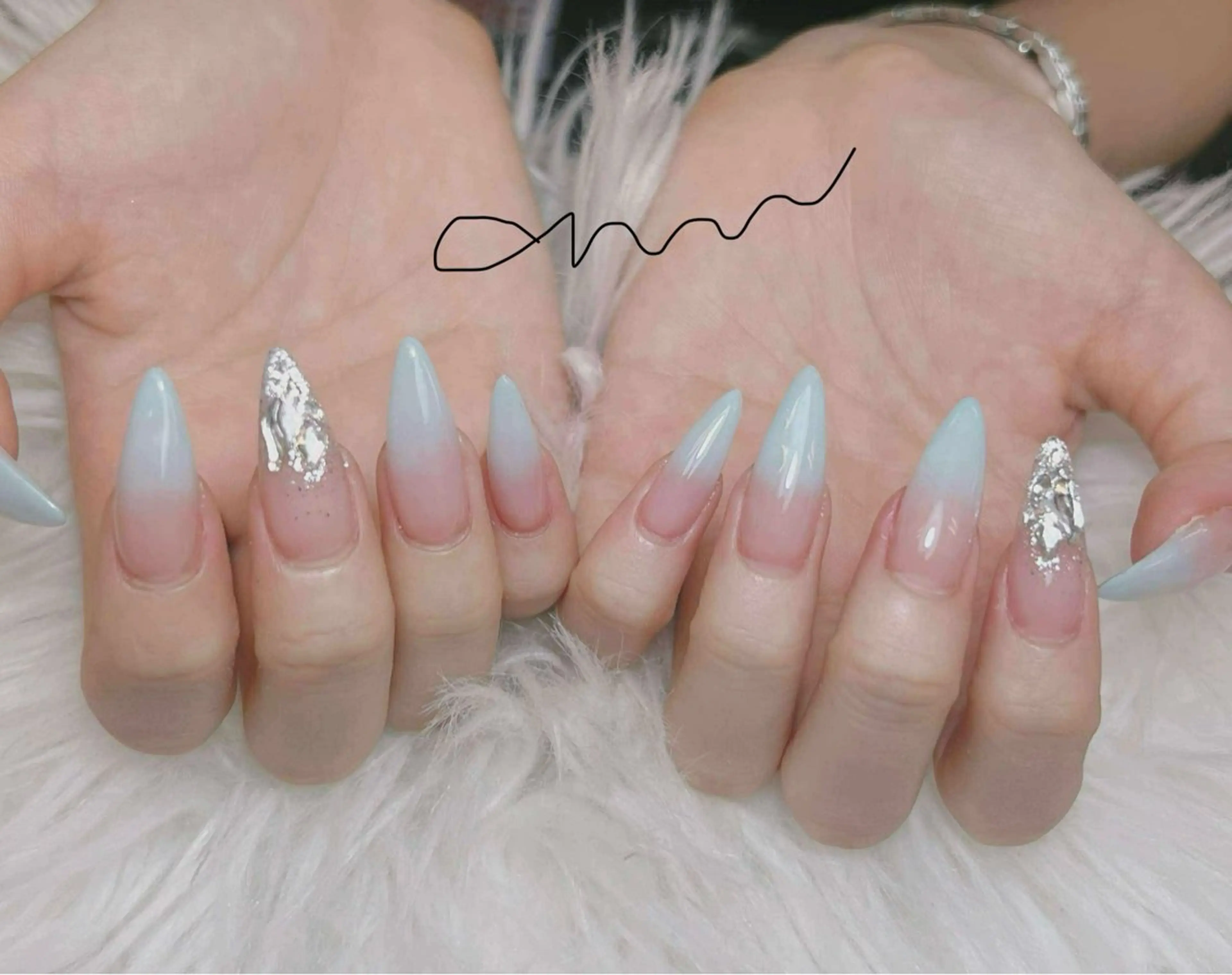 ネイル アートネイル オーロラネイル チークネイル 長さ出し フットネイル ハンドネイル Anh 高田馬場のネイルデザイン