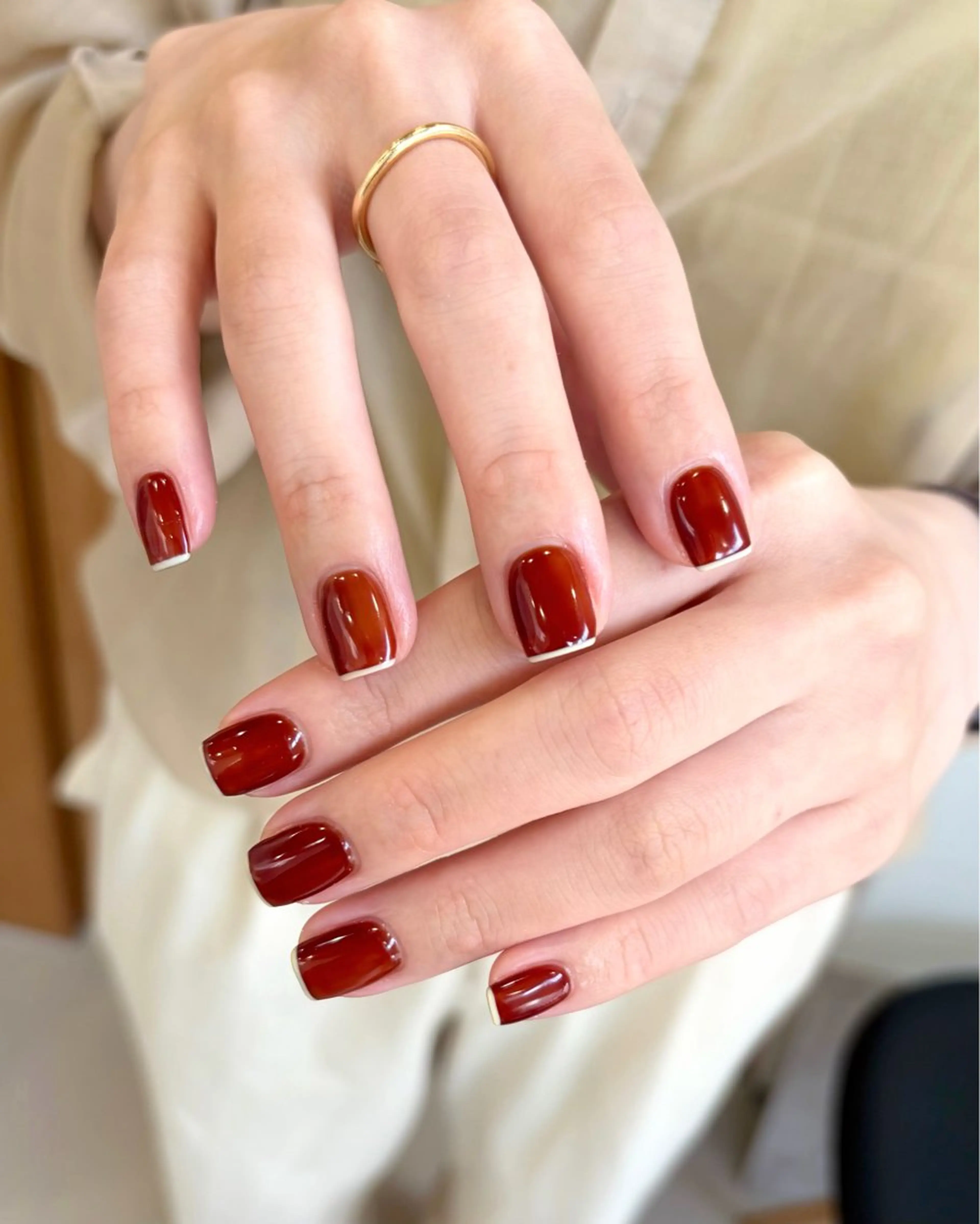 ネイル ブラウン ハンドネイル nailsalon amity🌿池田のネイルデザイン