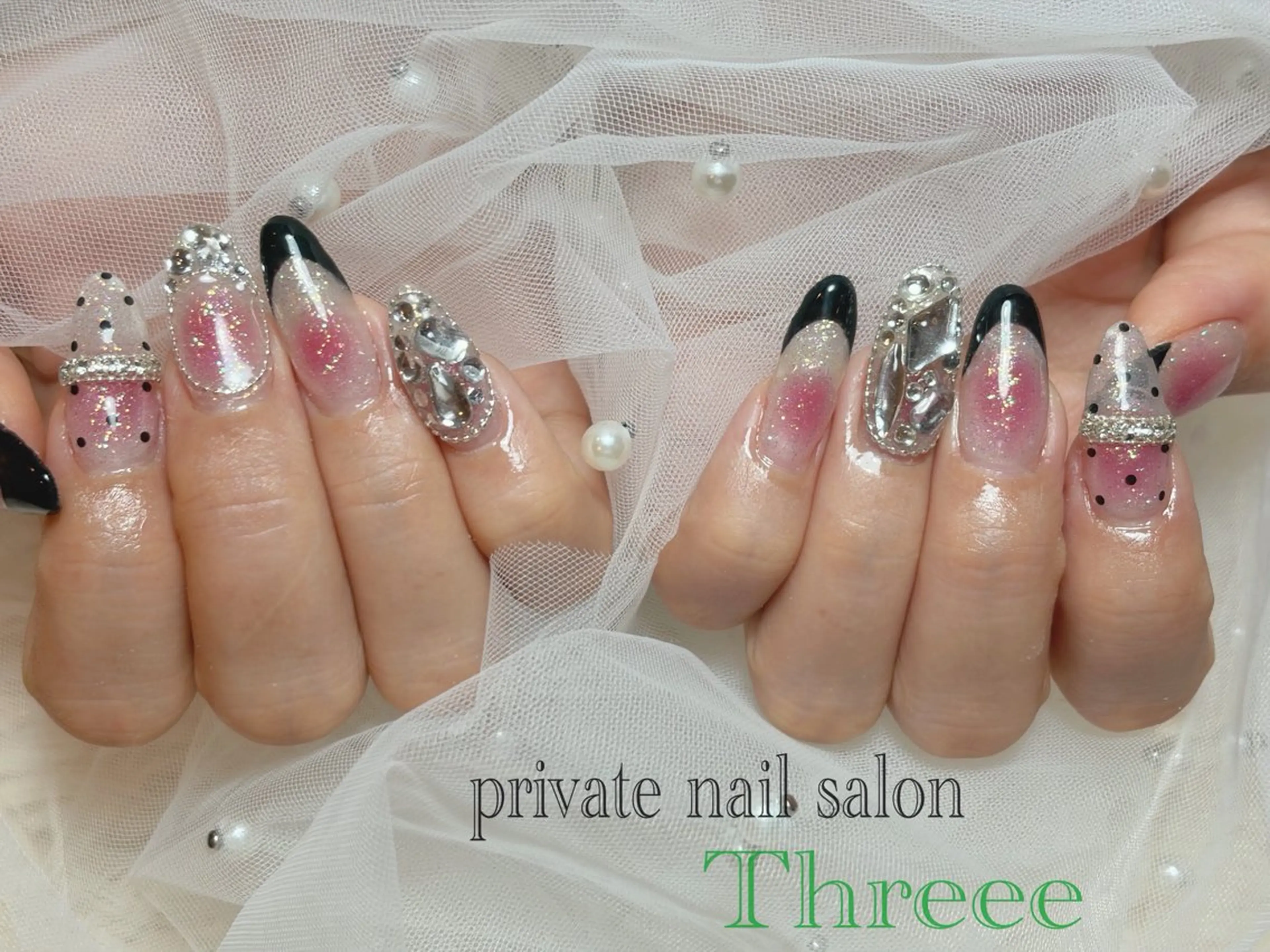 ネイル チークネイル 長さ出し ハンドネイル Nail salon - Threee　-のネイルデザイン