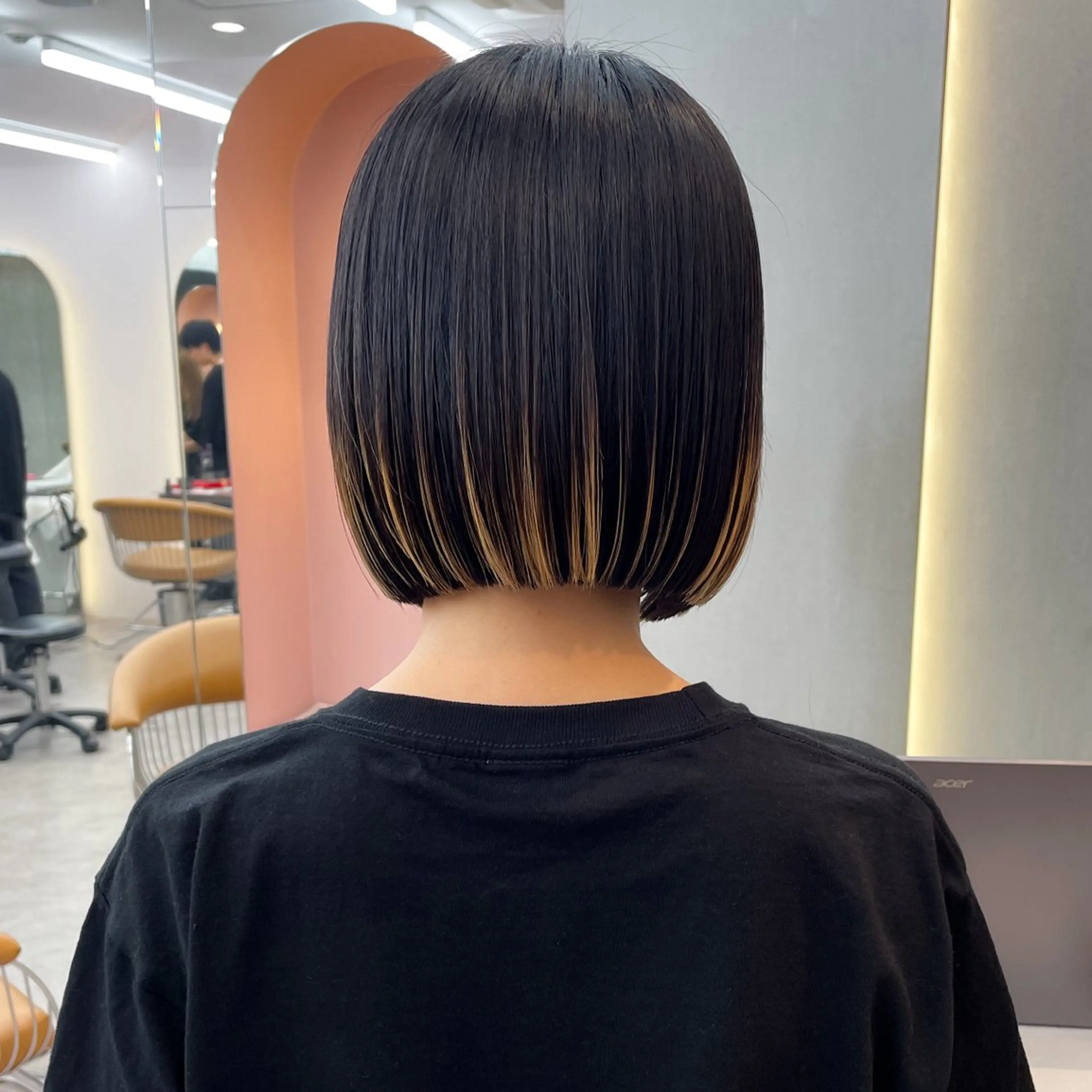 ショート カット ヘアカラー トリートメント 縮毛矯正/ストンボブ Wカラー💎ヒデジのヘアスタイル