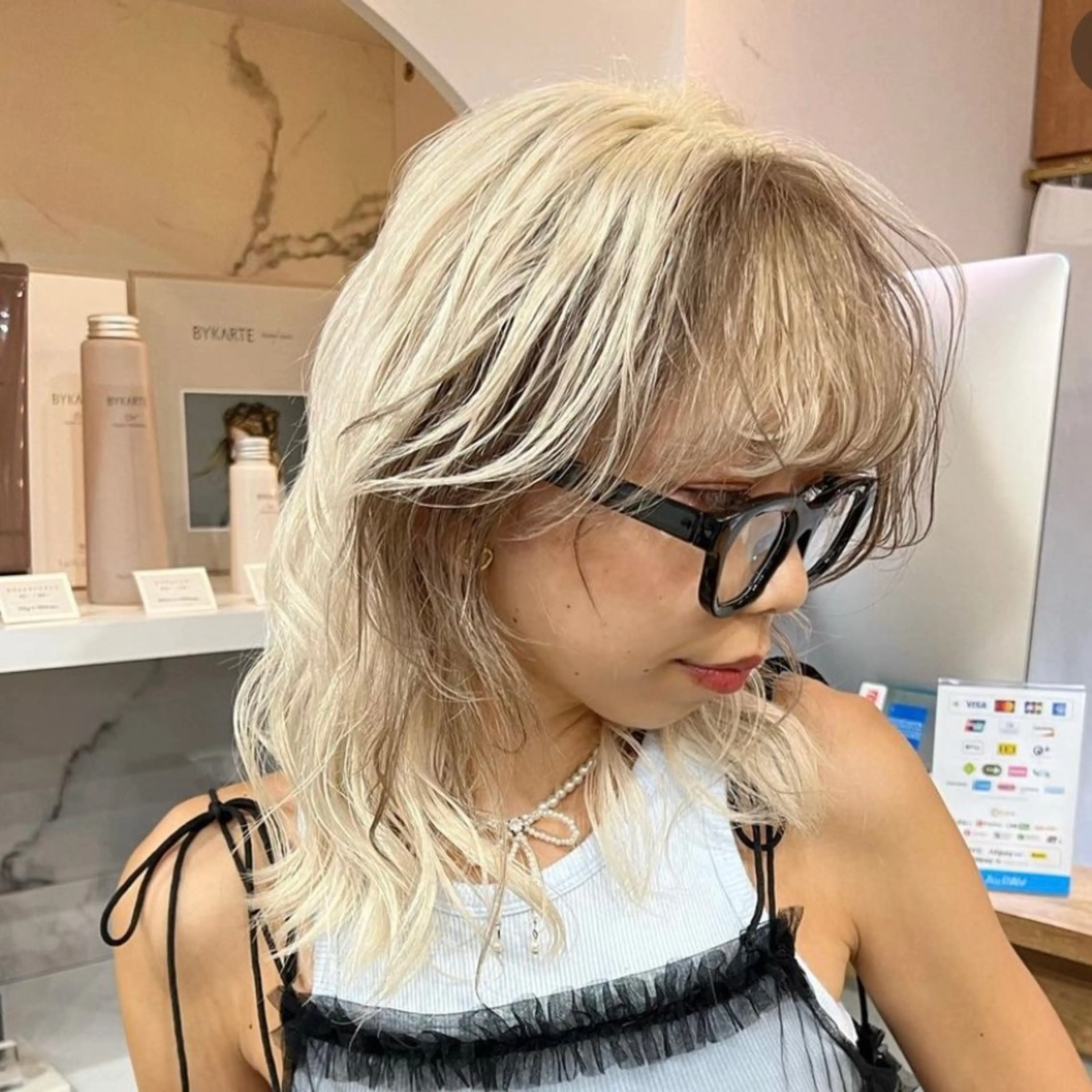 ミディアム カラー エクステモデル募集 💗大阪梅田/川上のヘアスタイル