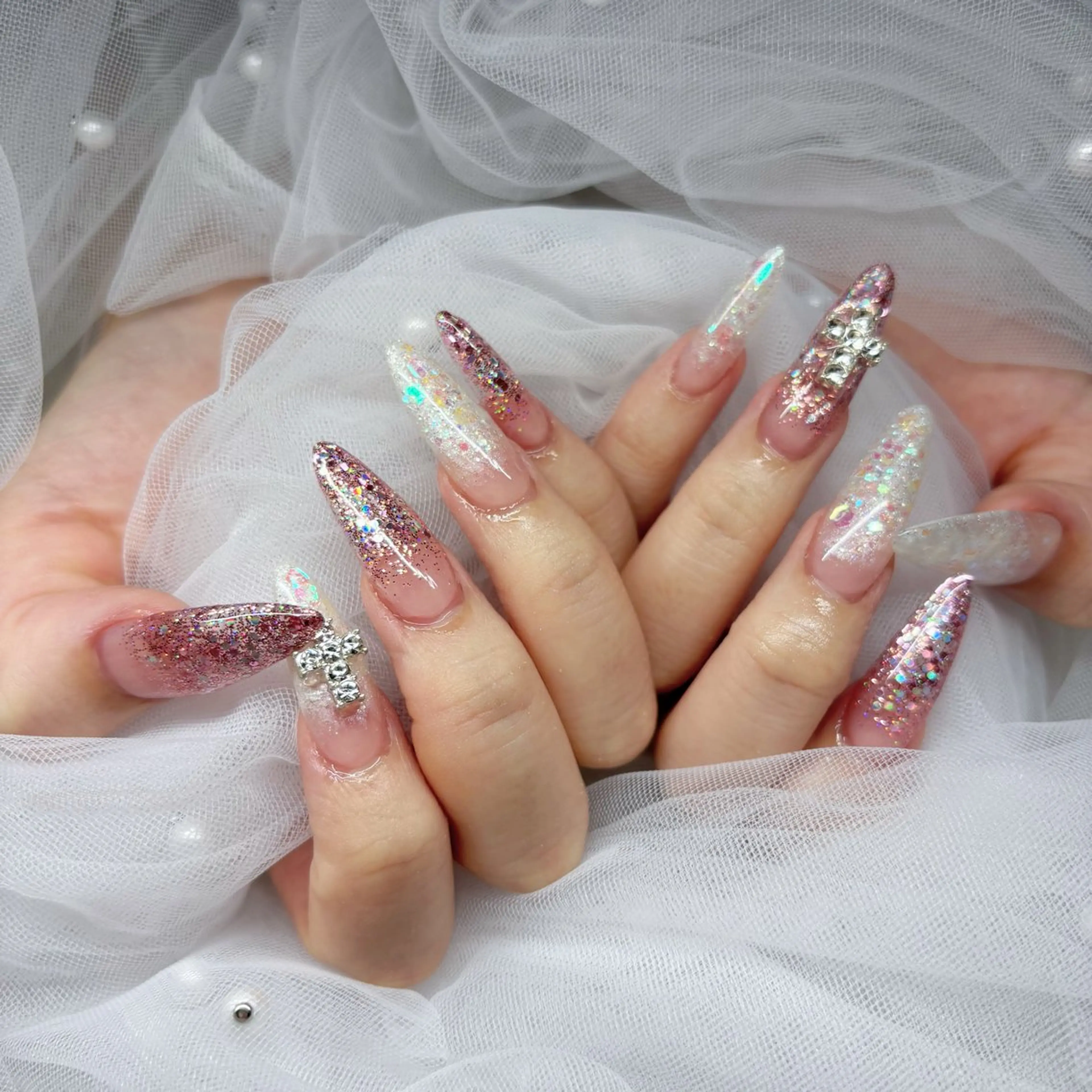 🌈長さだし10本＋ラメグラデーションの写真