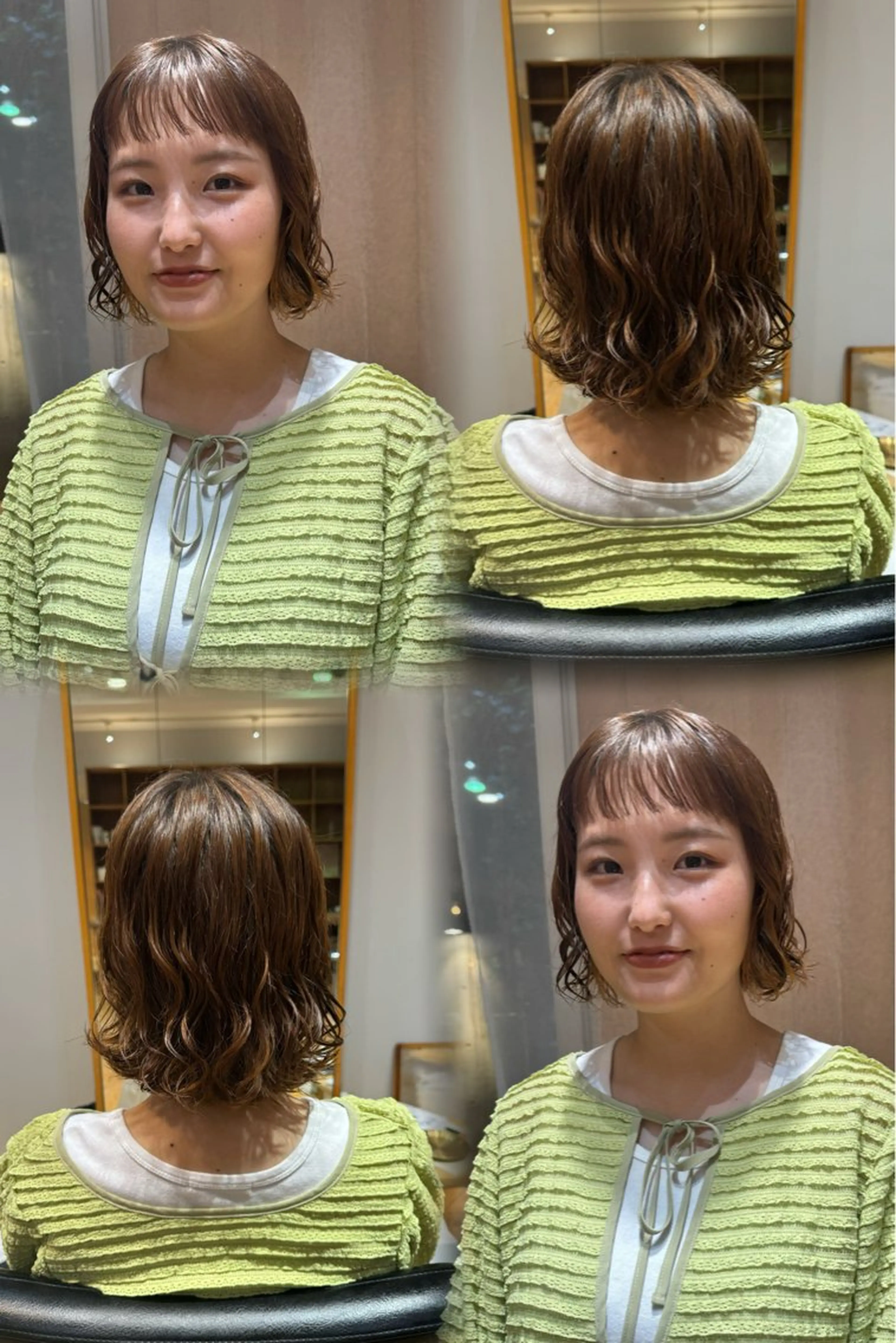 ショート カット パーマ 大人可愛い♡コテ巻き パーマ🌼杉田 萌恵のヘアスタイル