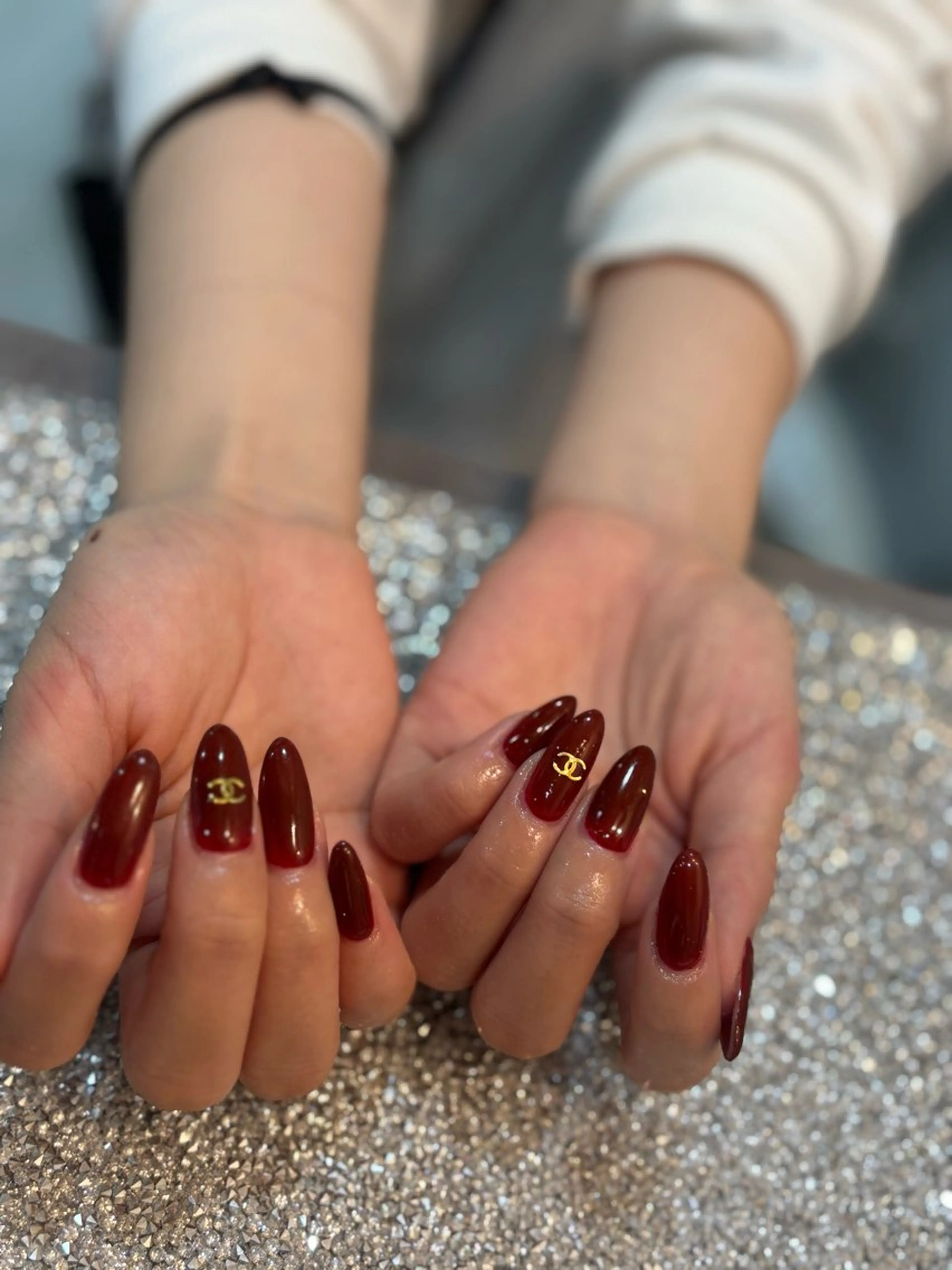 ネイル ボルドー ワンカラーネイル ハンドネイル 鶴橋wooone nail.rieのネイルデザイン