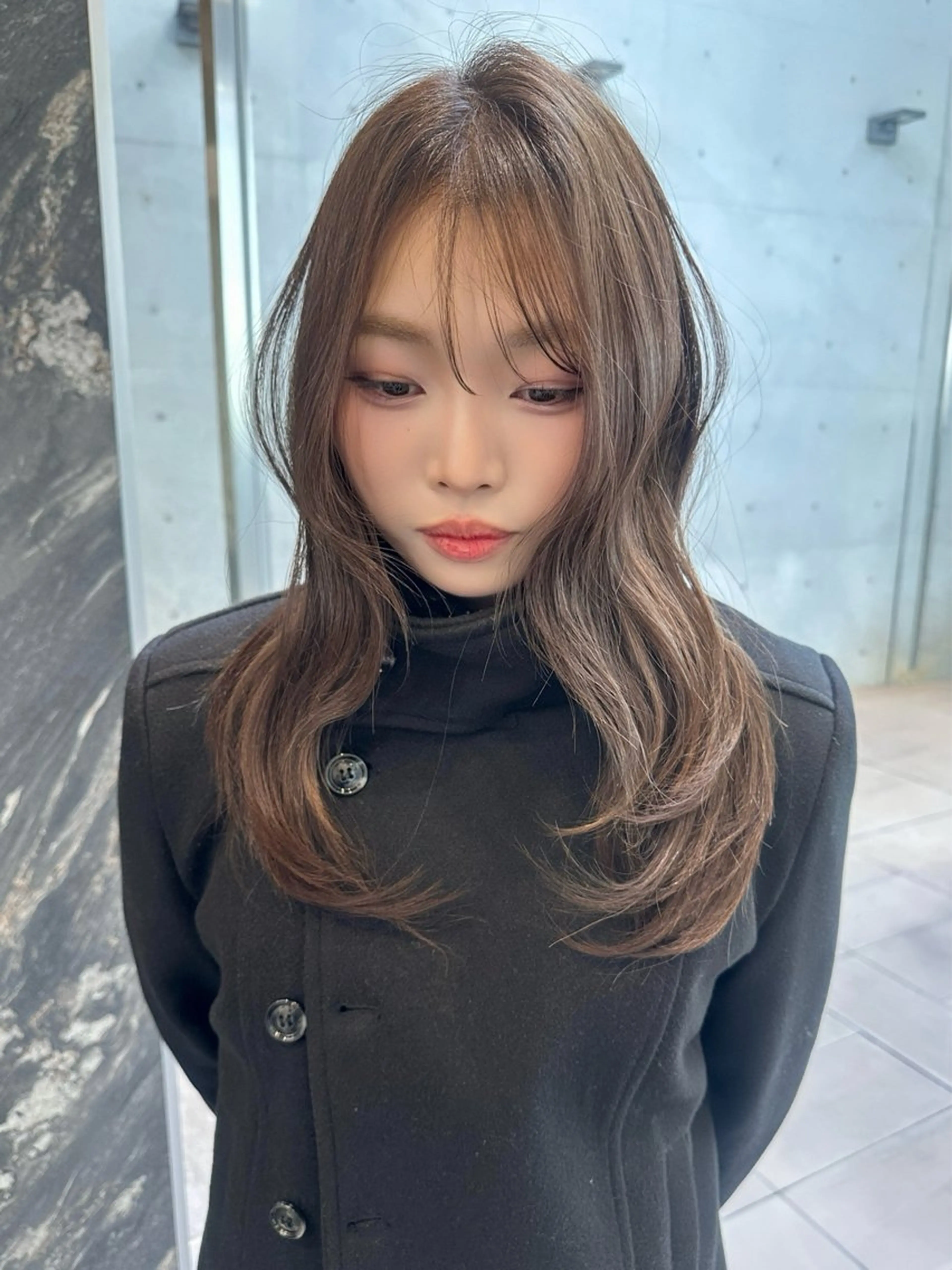 セミロング ヘアカラー トリートメント RiA/レイヤーカッ ト/ハッシュカットのヘアスタイル