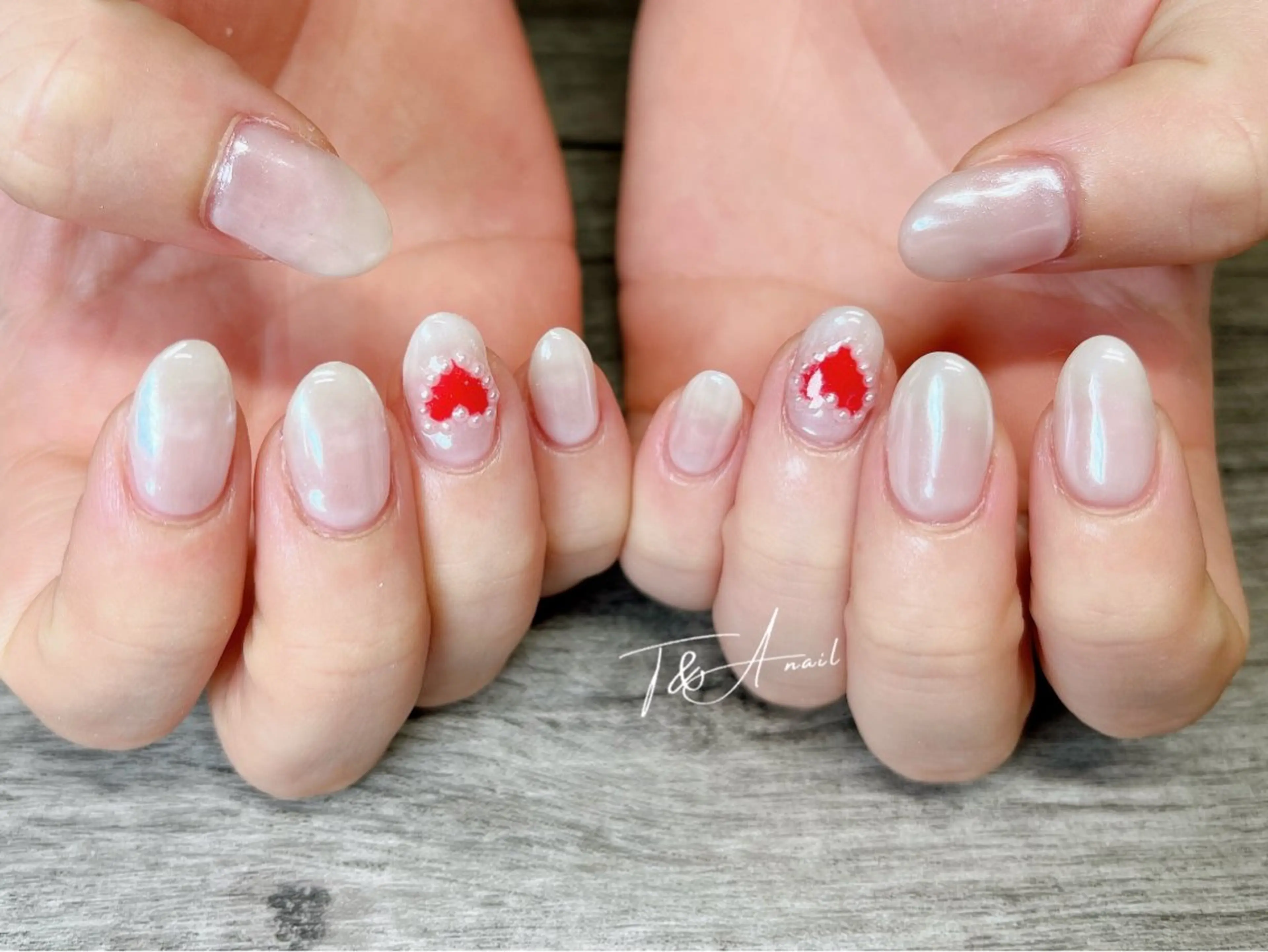 ネイル ジェルネイル ハート スカルプネイル ショートネイル シンプルネイル ハンドネイル T&A nailのネイルデザイン