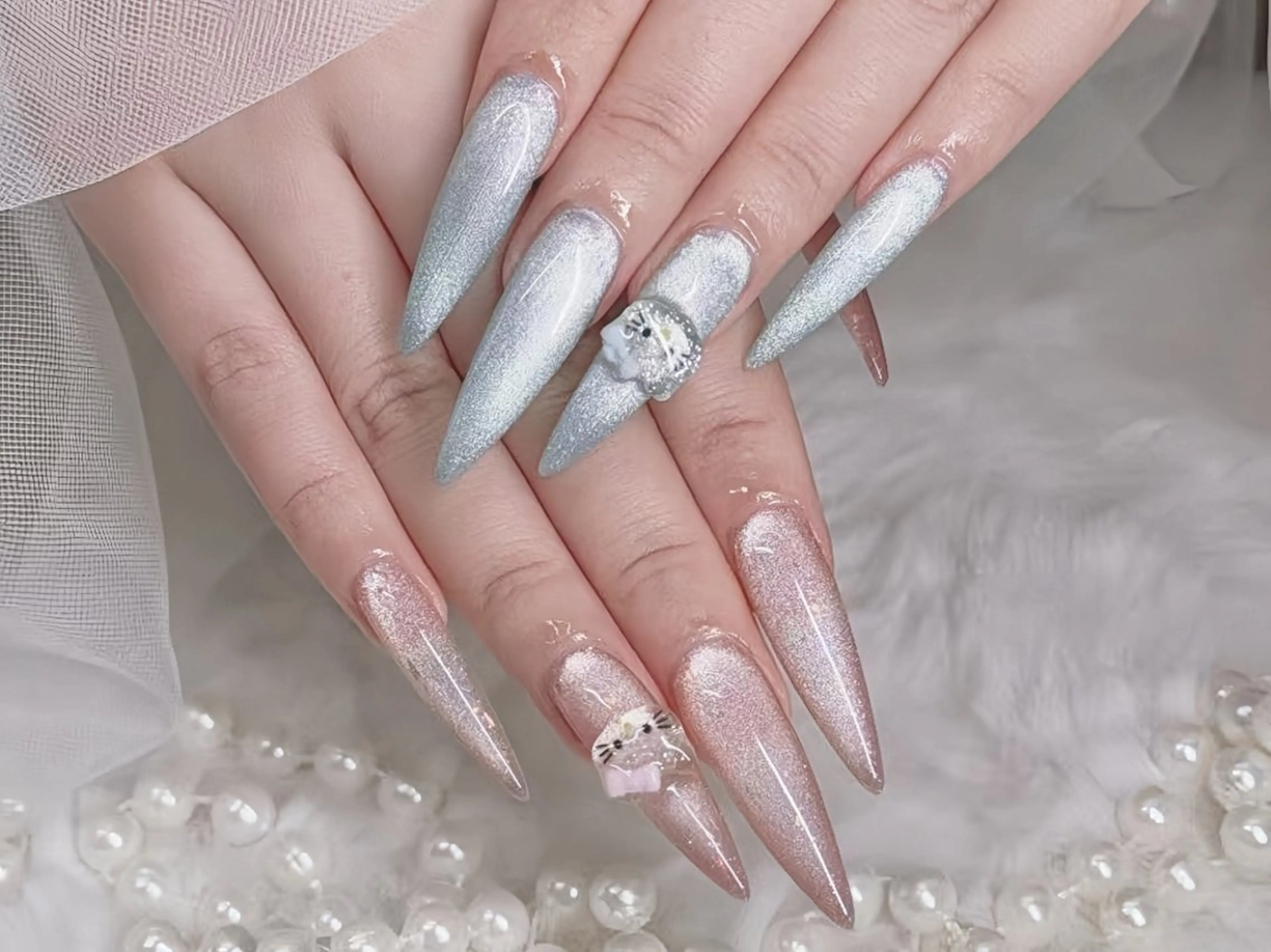 ネイル 長さ出し ジェルネイル 韓国ネイル マグネットネイル 持ち込み Egao Nail錦糸町店のネイルデザイン