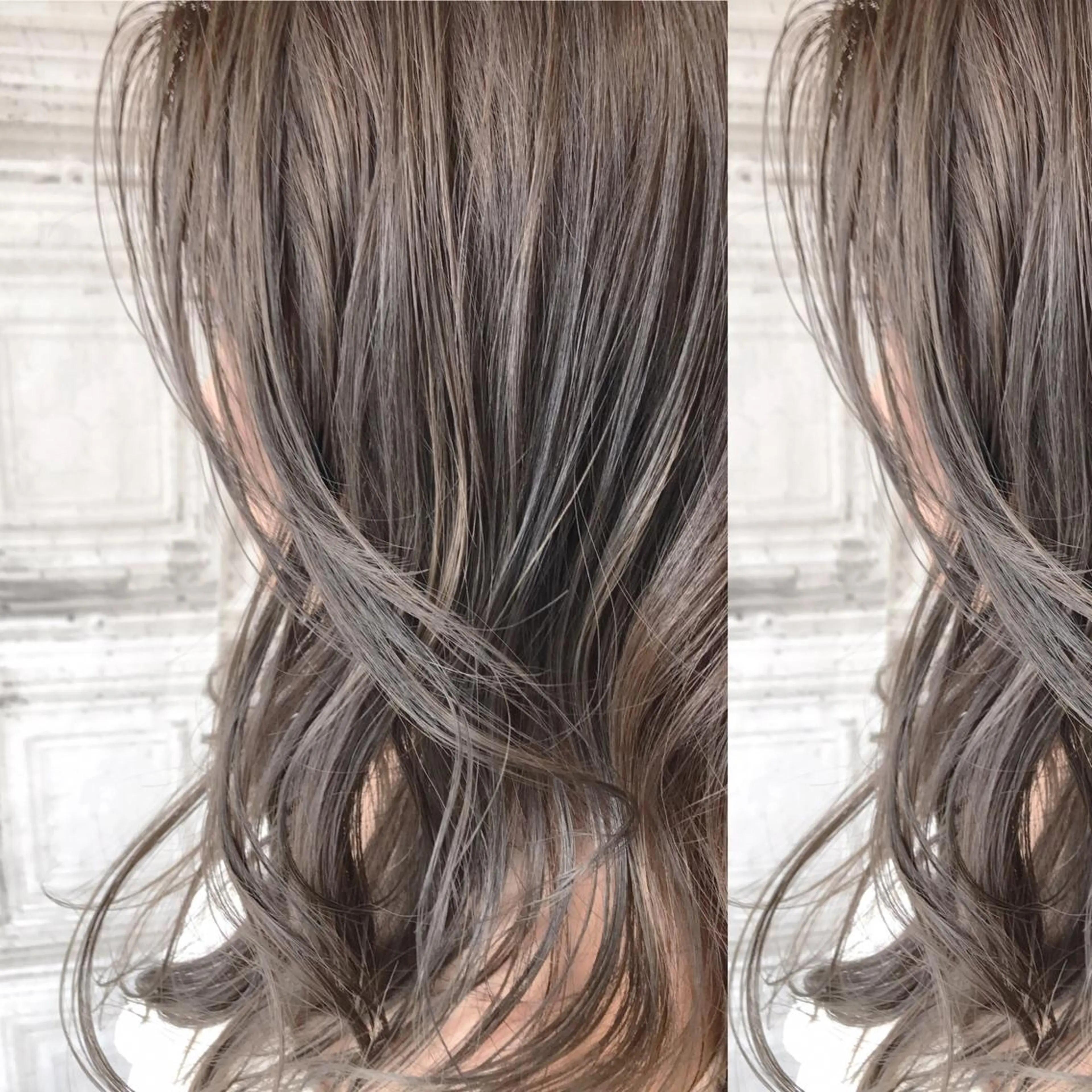 ミディアム カラー アッシュ アッシュグレー ブリーチ 透明感カラー ハイトーンカラー 日比 貴大/ minim hairのヘアスタイル