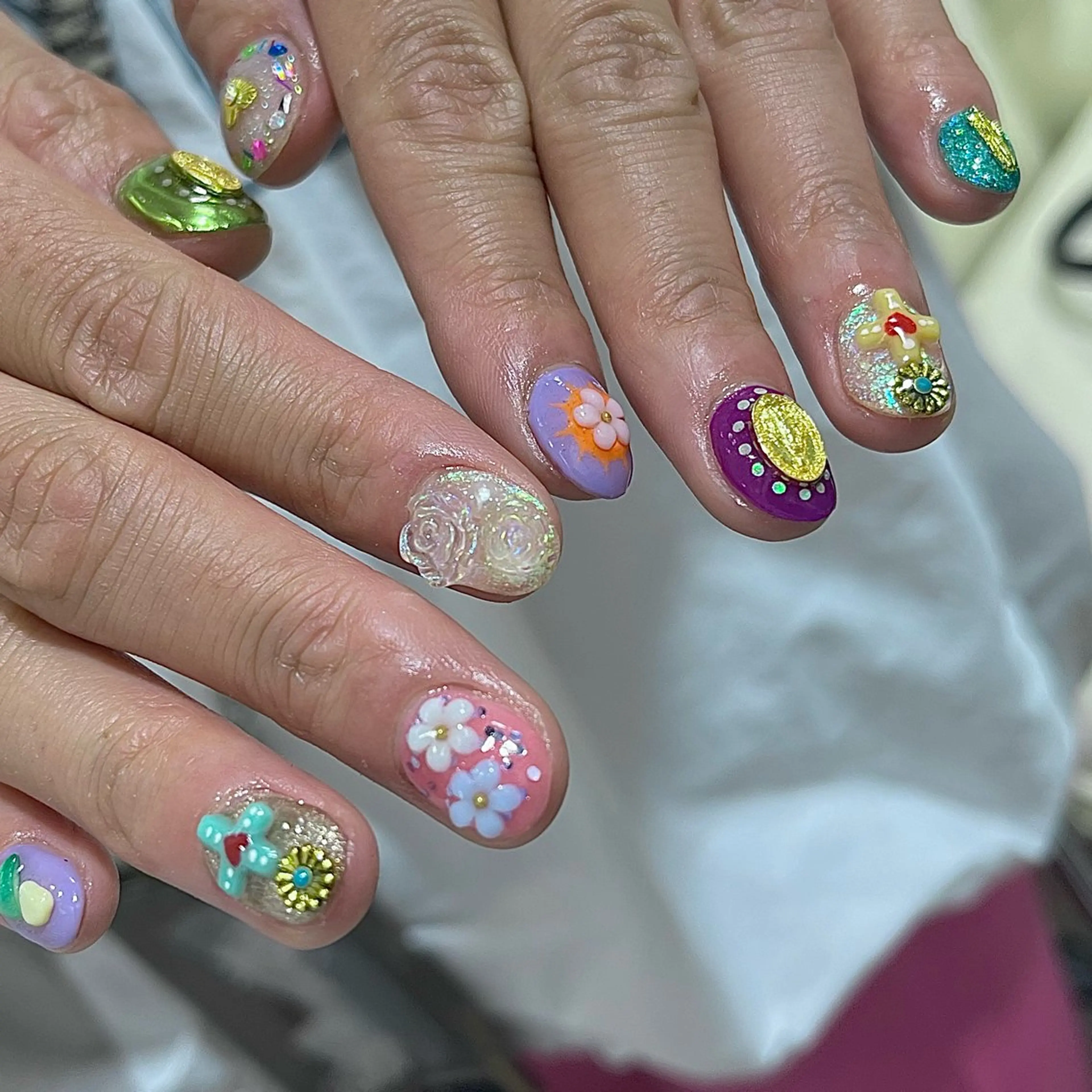 ネイル ハート ホログラムネイル キラキラネイル ラメ(グリッター) パープル ハンドネイル フットネイル Para Sol nail　Maoのネイルデザイン