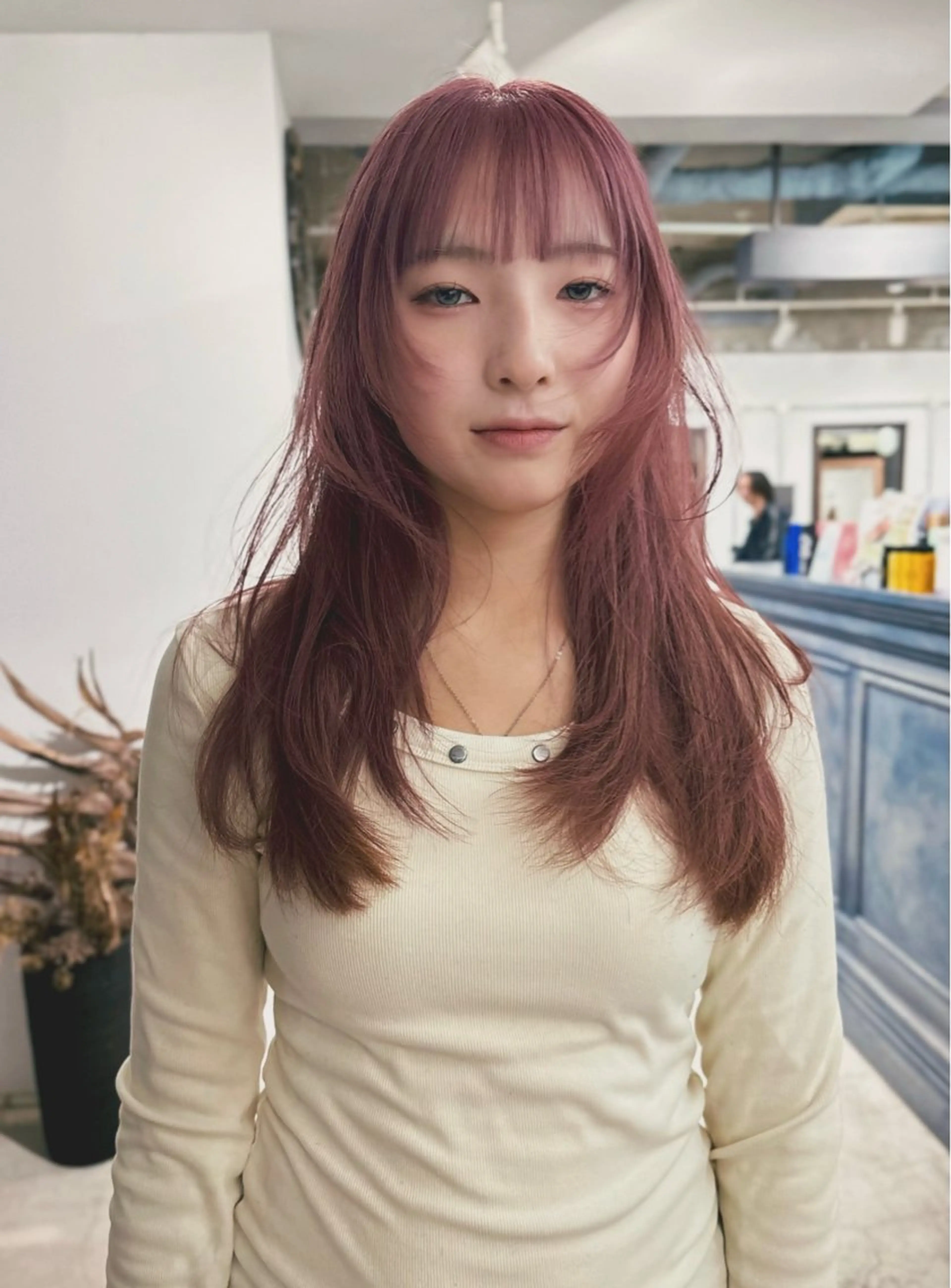 セミロング カラー ブリーチ ピンクカラー ヘアカラー デザインパーマ 藤田和樹のヘアスタイル