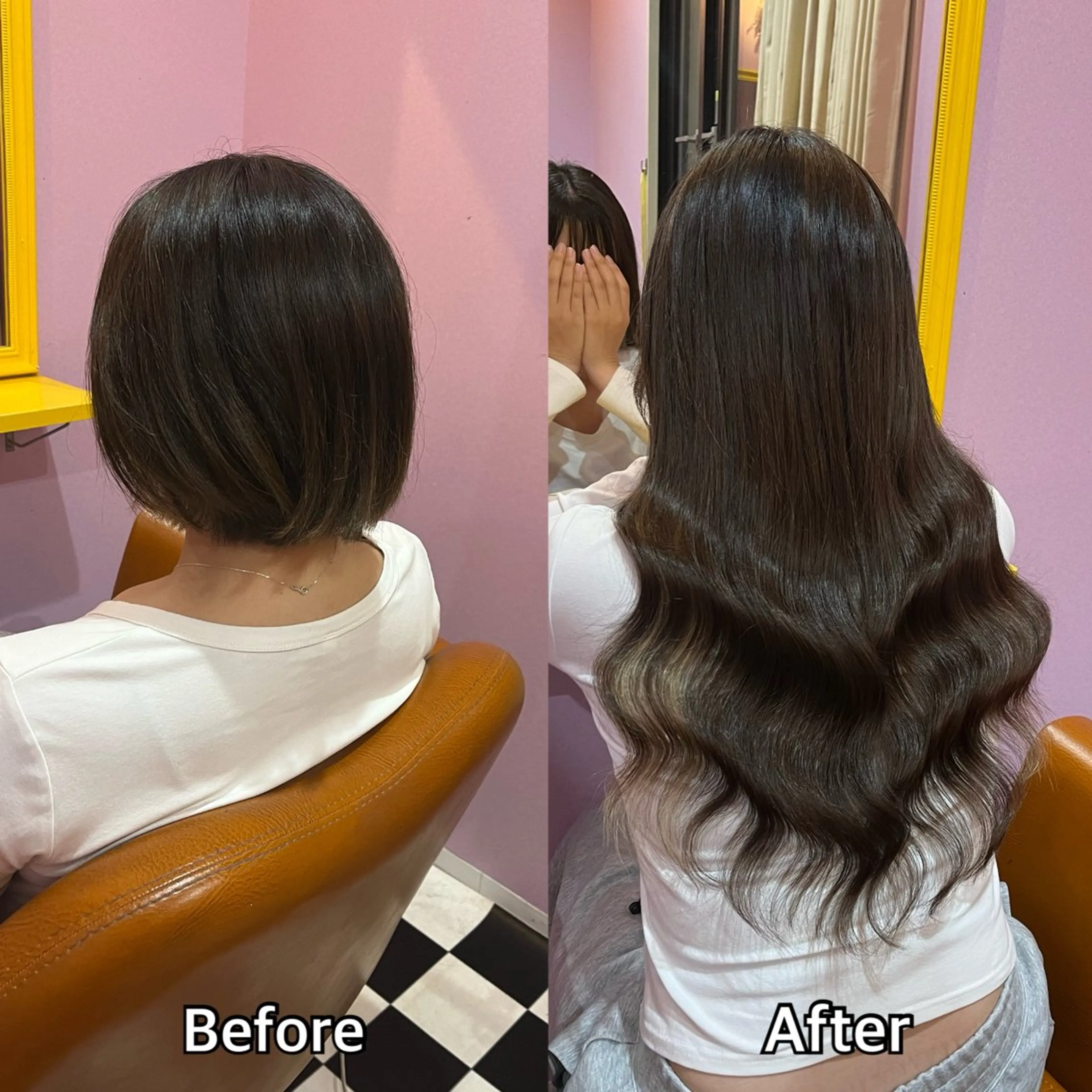 ロング シール＋ちび編み込み エクステ梅田🐨のヘアスタイル