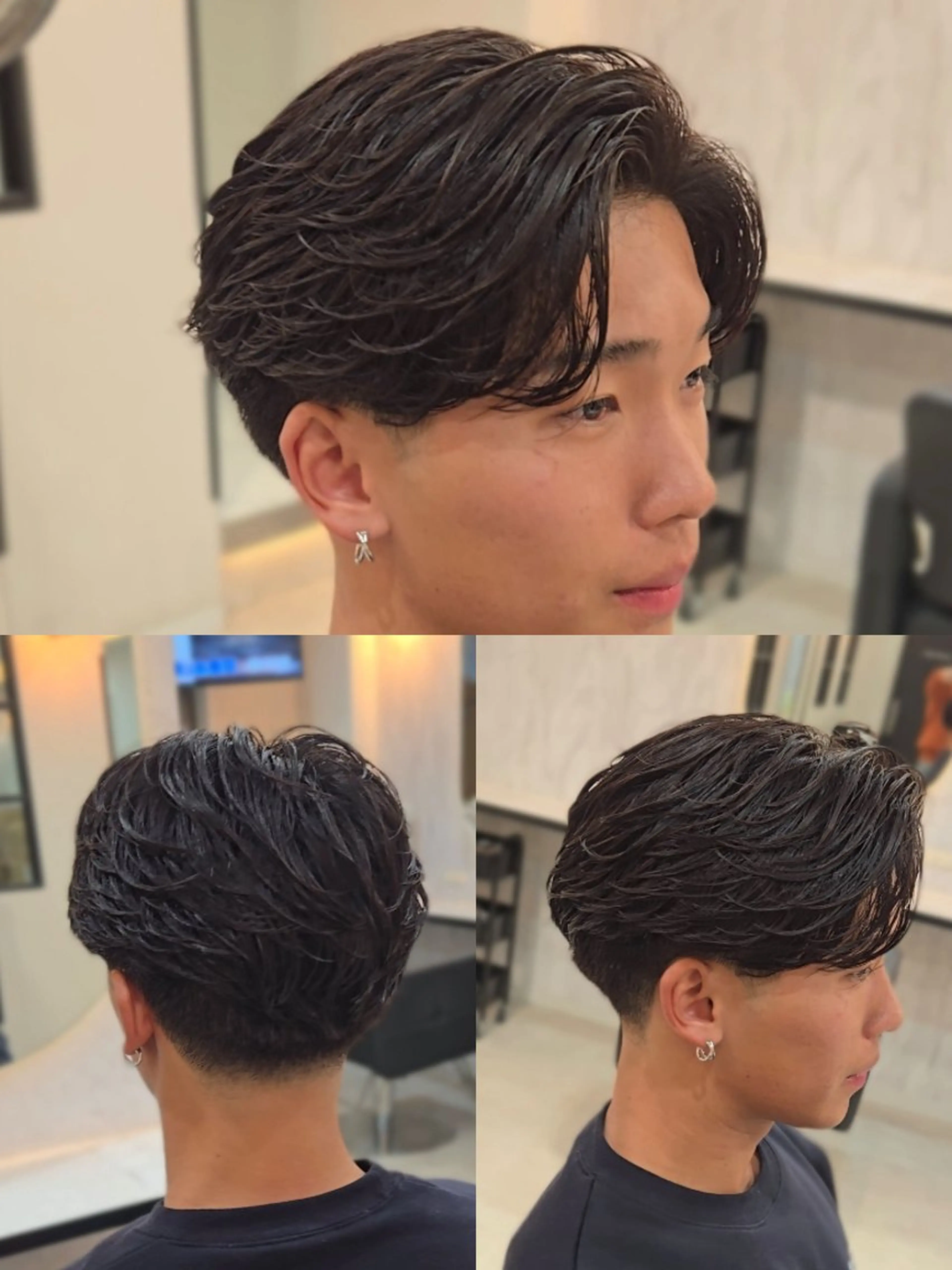 メンズ ミディアム パーマ ミディアムパーマ フェードカット フェザーパーマ メンズパーマ カット パーマ ヘアセット LEN名古屋/パーマ 海外ヘア/メンズ特化のヘアスタイル