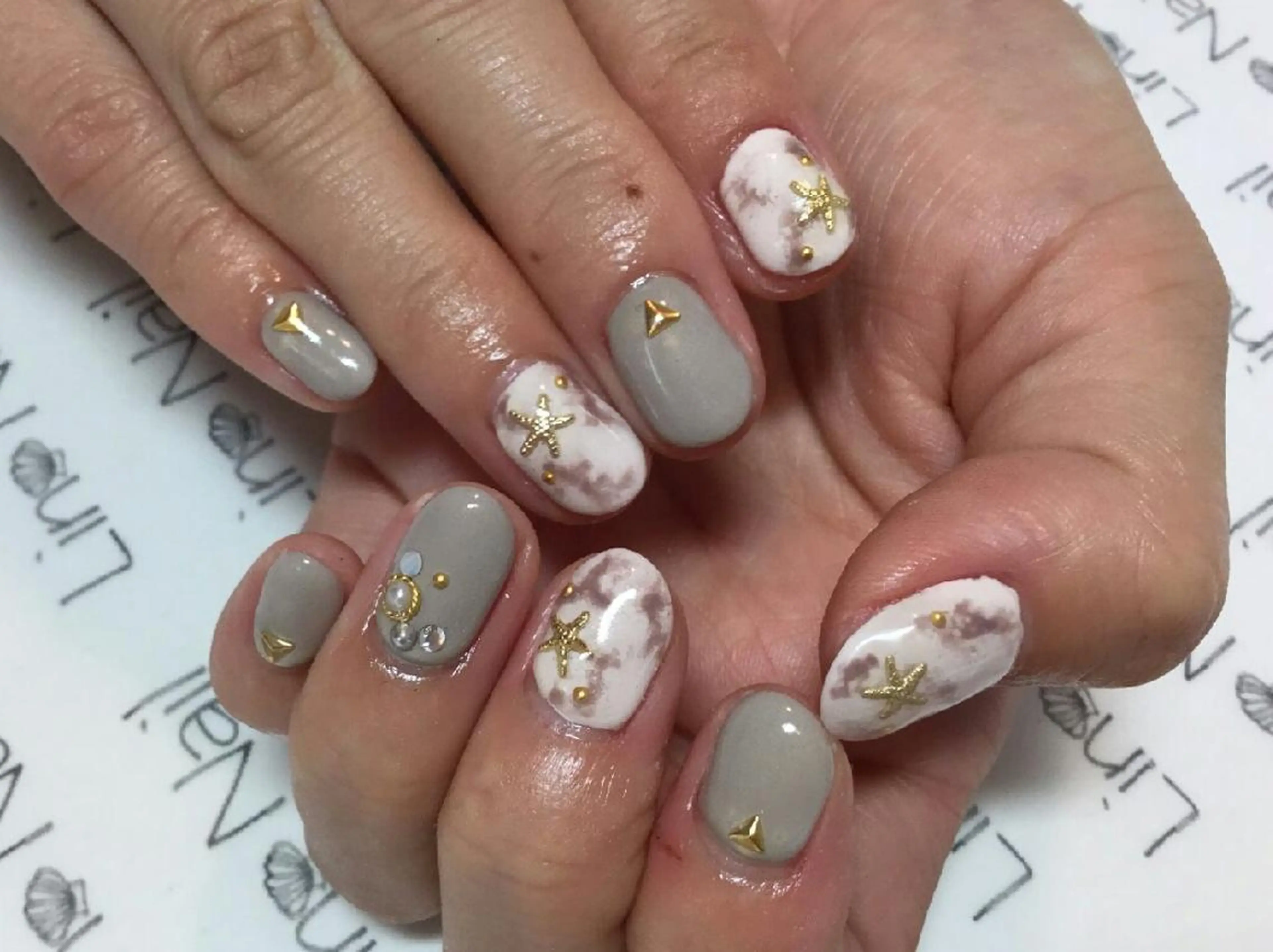 ショート ミディアム セミロング ロング カラー ネイル まつエク 大理石ネイル(マーブル) Lino Nail sekitomiのネイルデザイン