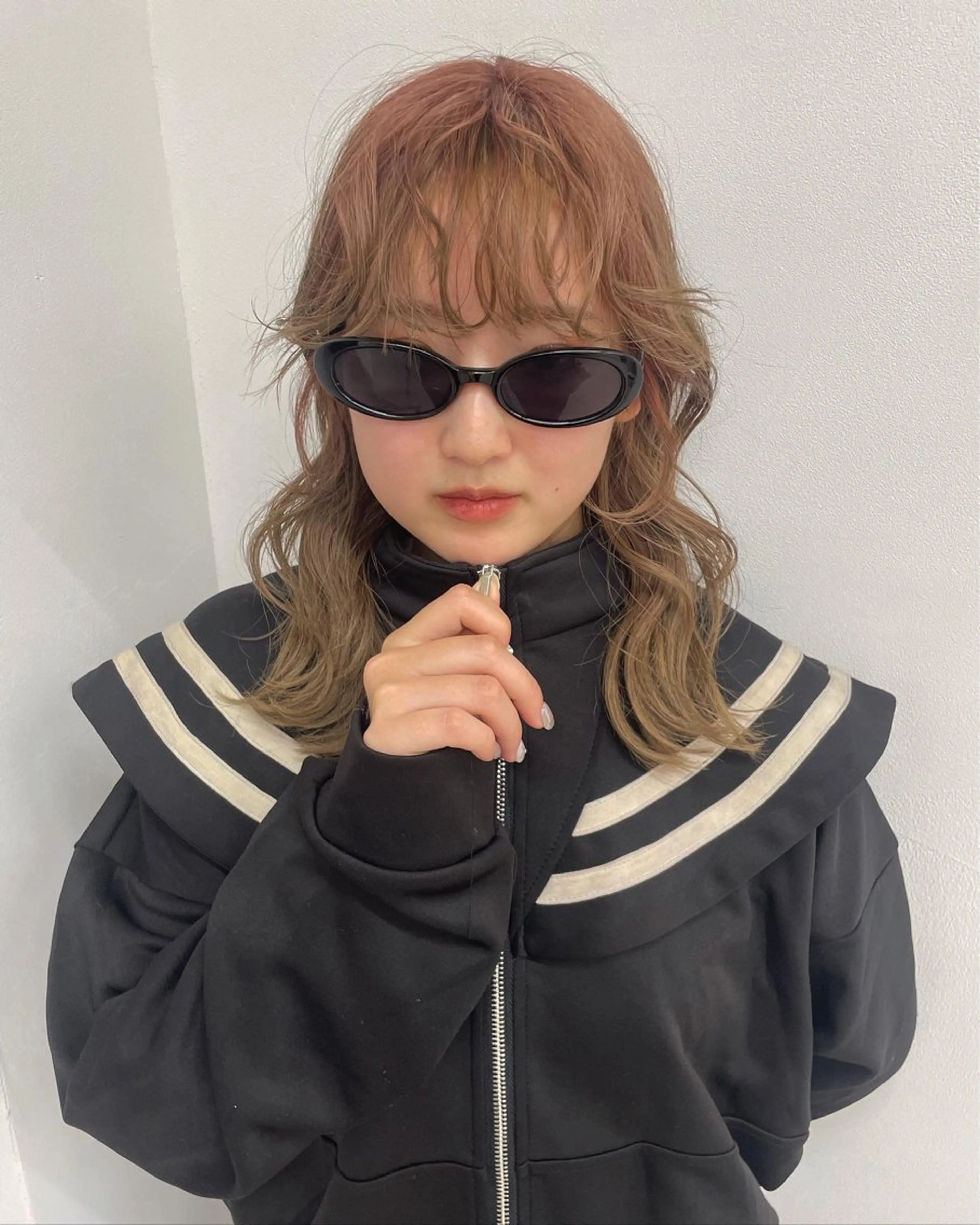 ミディアム カラー ベージュカラー ピンクカラー ひなた ブリーチ/渋谷のヘアスタイル