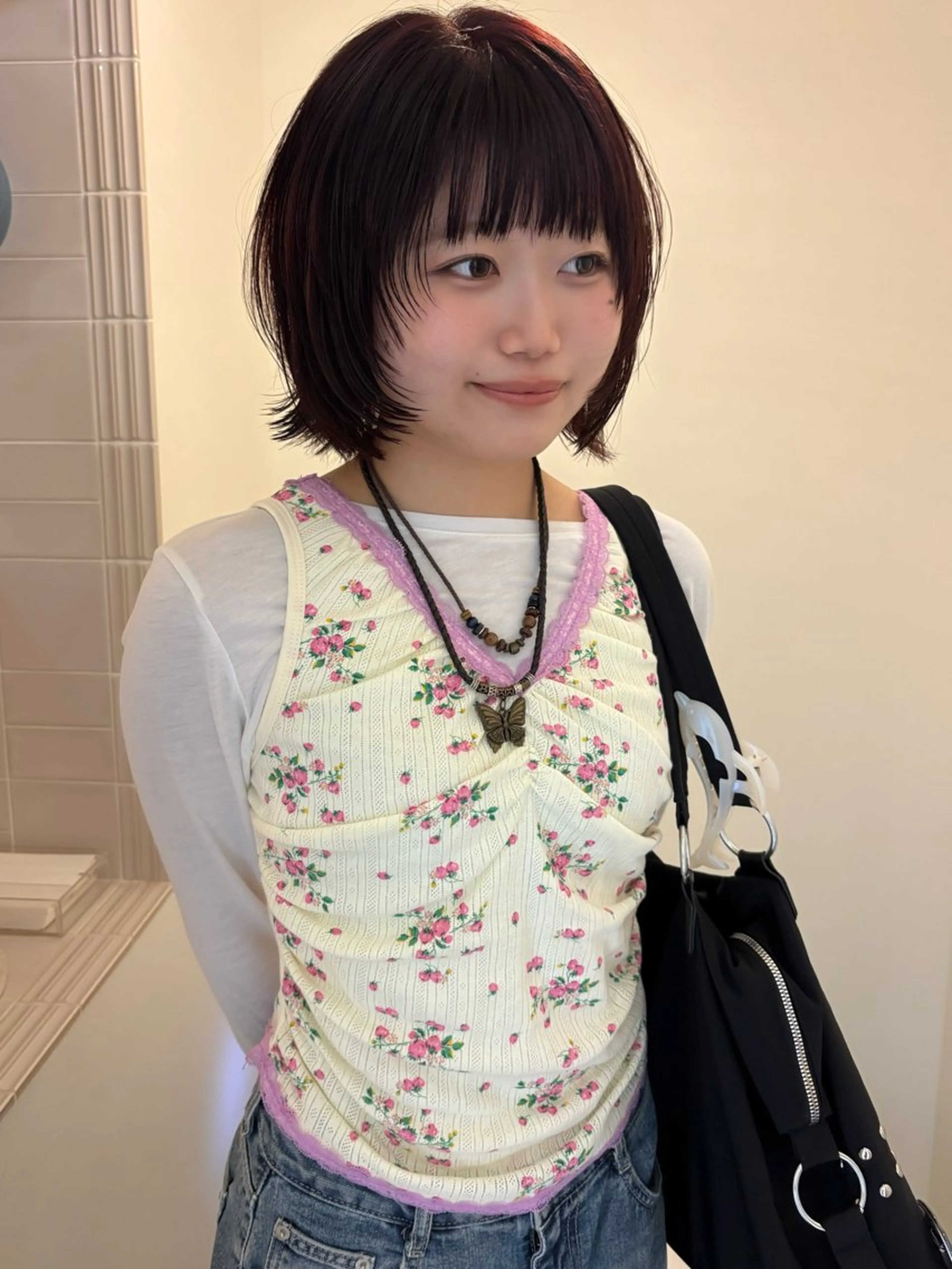 ミディアム ボブレイヤー ボブ レイヤーカット ヘアカラー 船越 愛のヘアスタイル