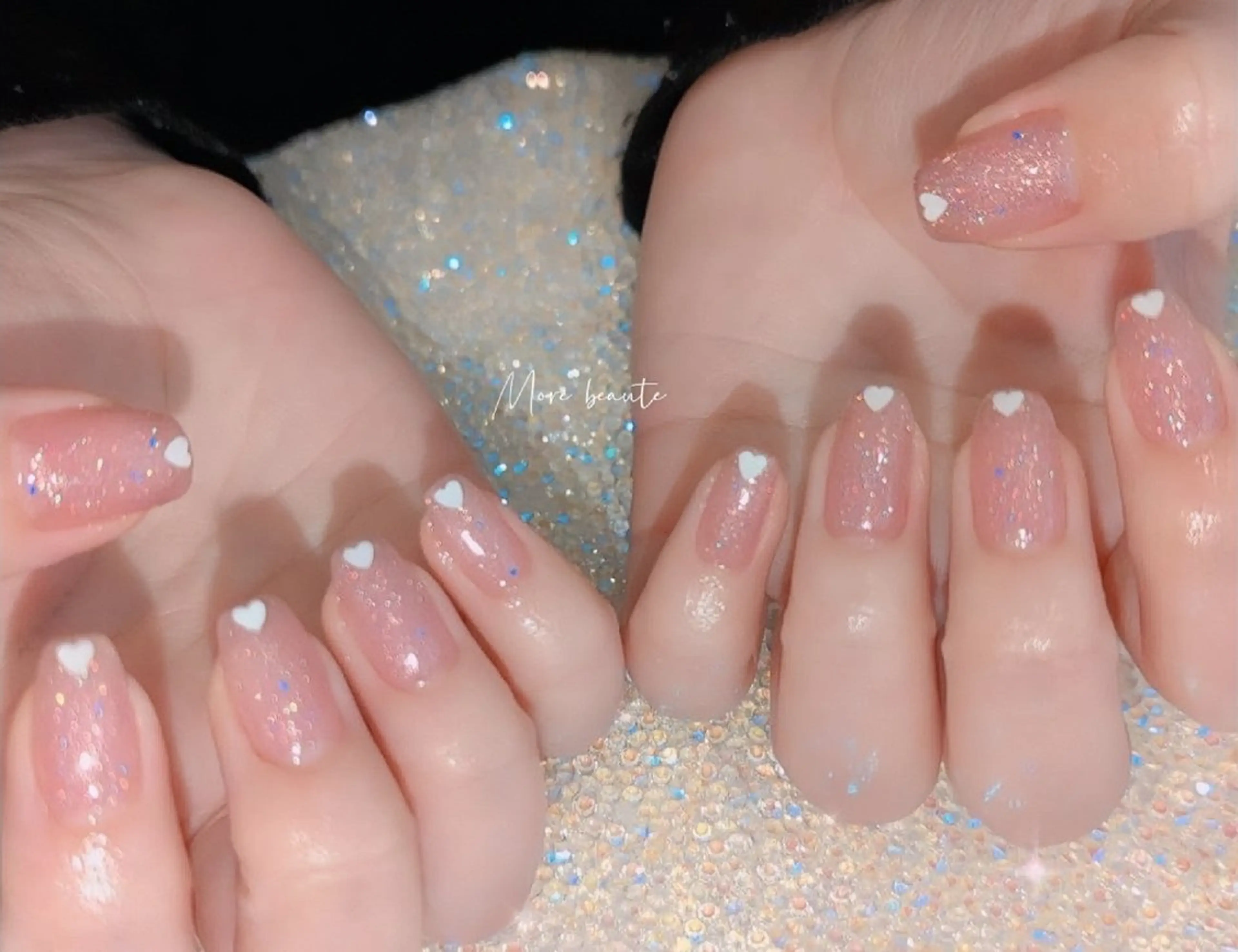 ネイル アートネイル ジェルネイル ハート 韓国ネイル マグネットネイル ハンドネイル I LOVE ME NAIL.｡.:*♡のネイルデザイン