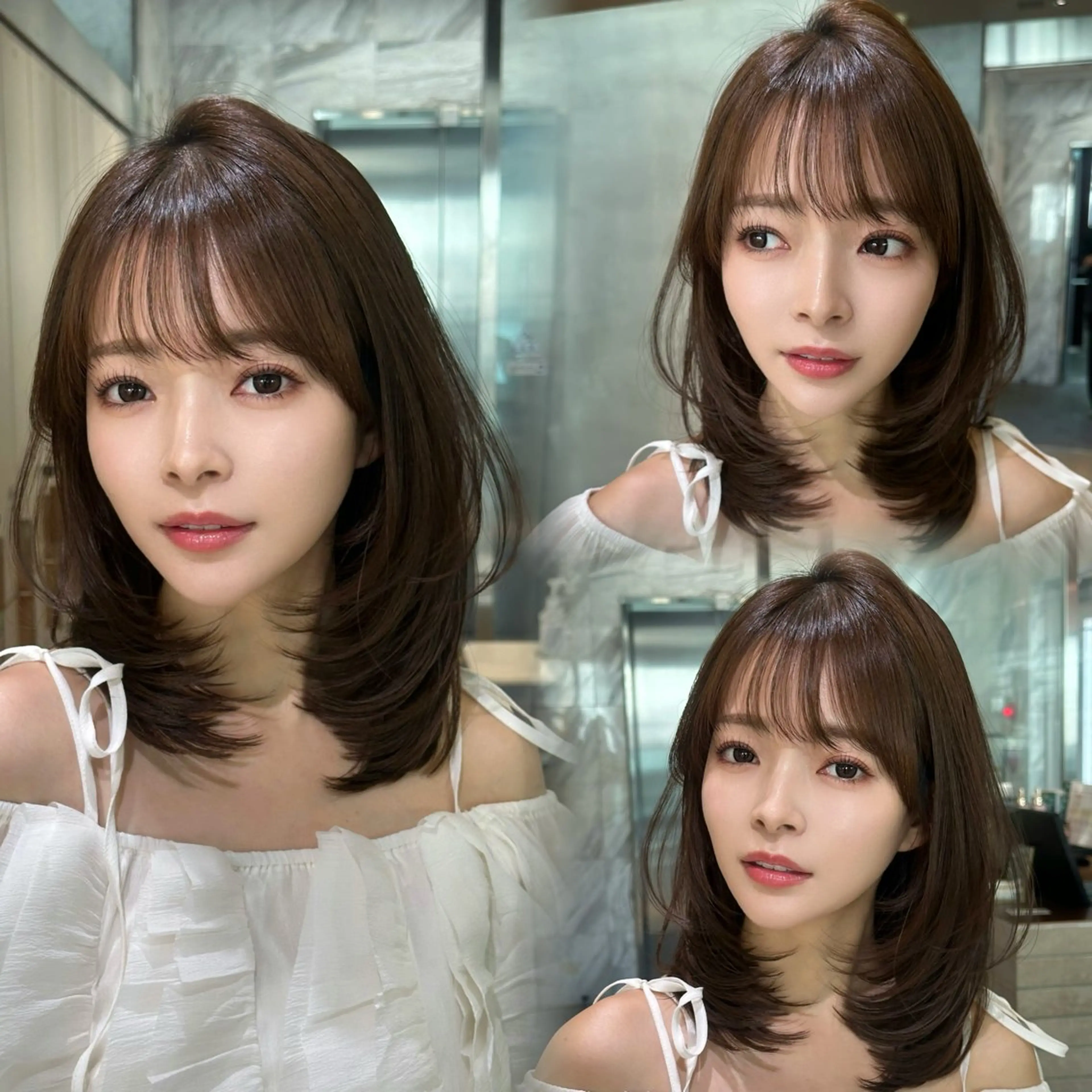 ミディアム ミディアムレイヤー くびれヘア レイヤーカット 小顔カット カット ヘアカラー トリートメント ヘアセット 銀座副店長/レイヤー /髪質改善/田島のヘアスタイル