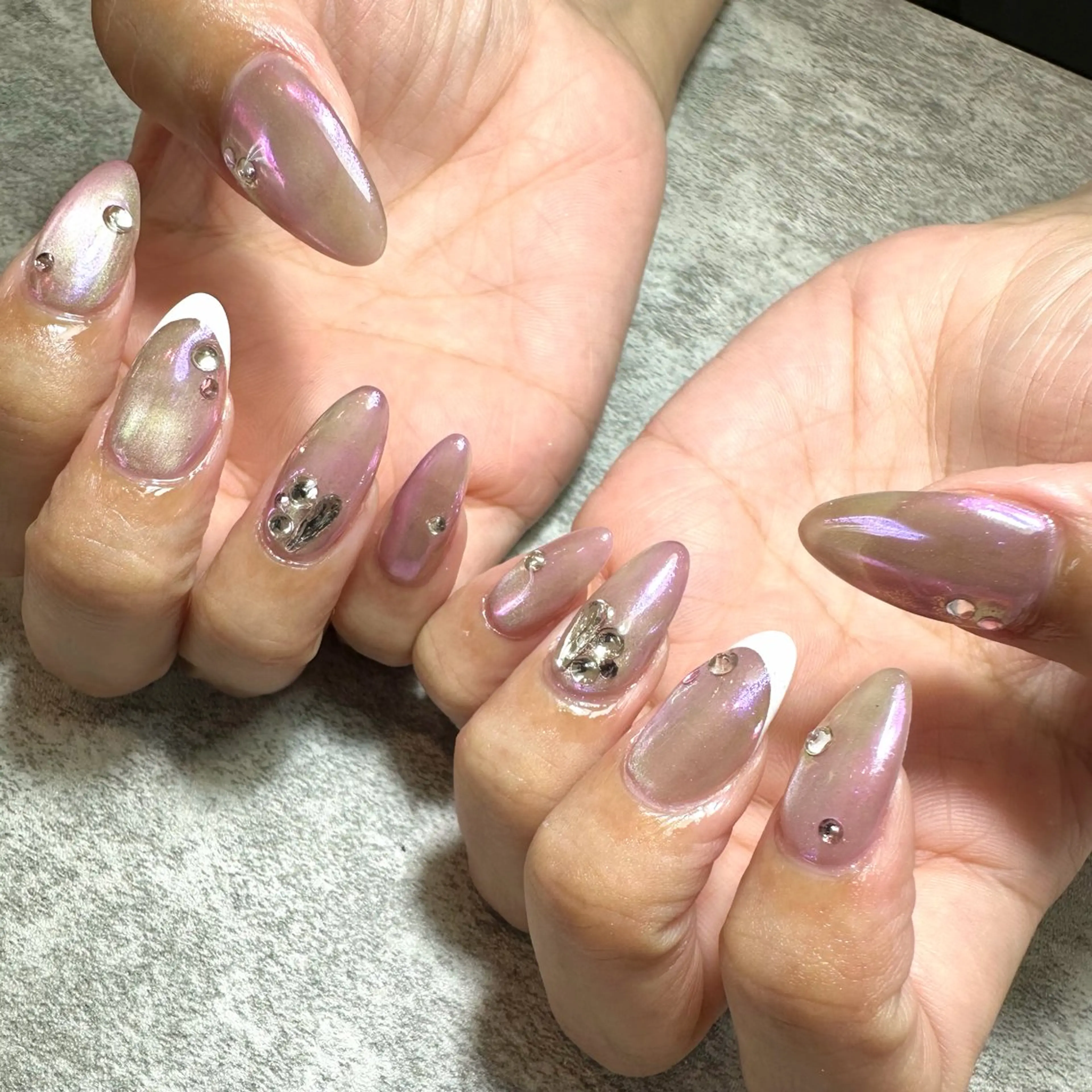 ネイル オーロラネイル ピンク Mii nailのネイルデザイン