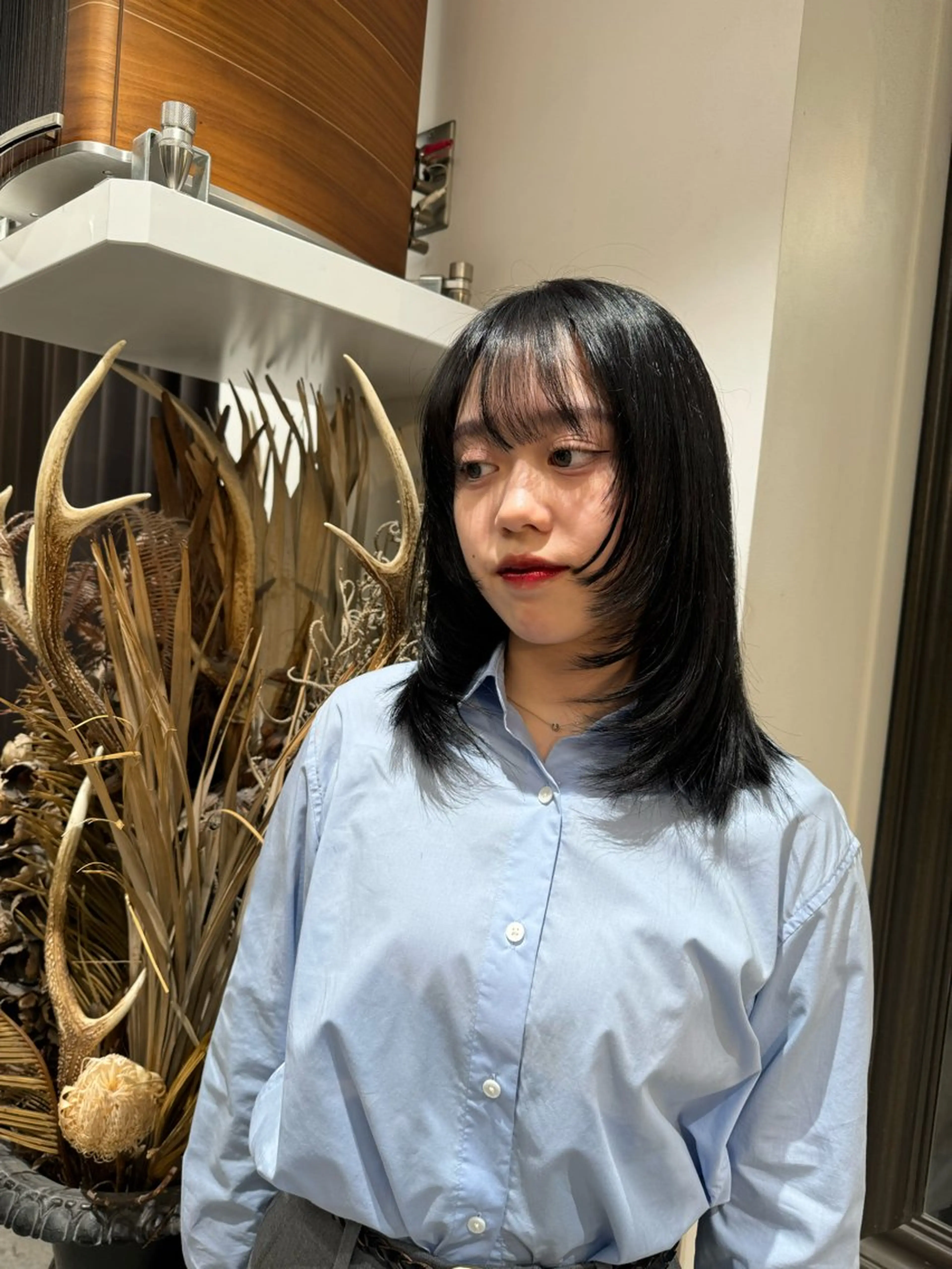 セミロング カット 暖色カラー Ryokaのヘアスタイル