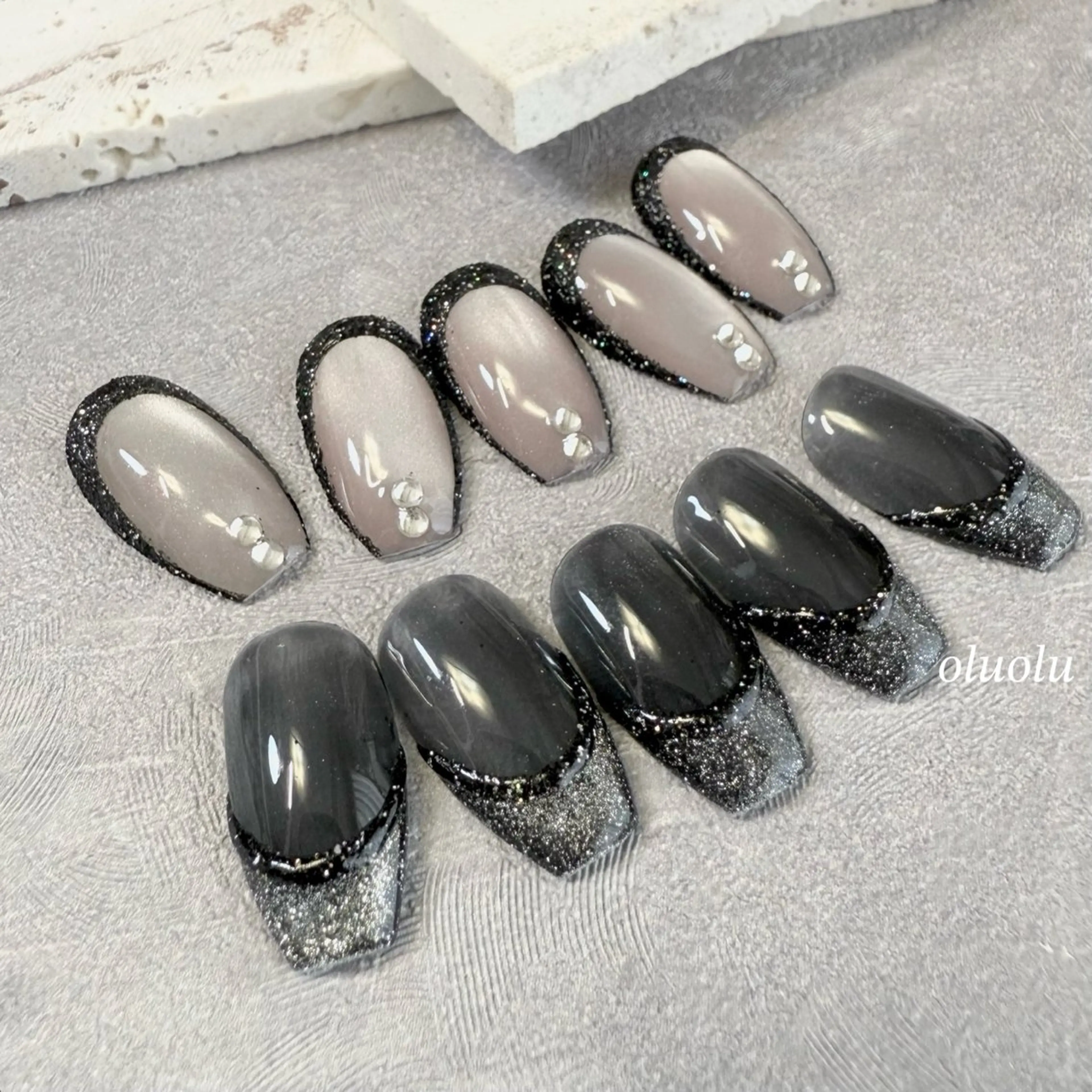 ネイル クリアネイル フレンチネイル キラキラネイル ラメ(グリッター) マグネットネイル ハンドネイル 大村 紬華のネイルデザイン