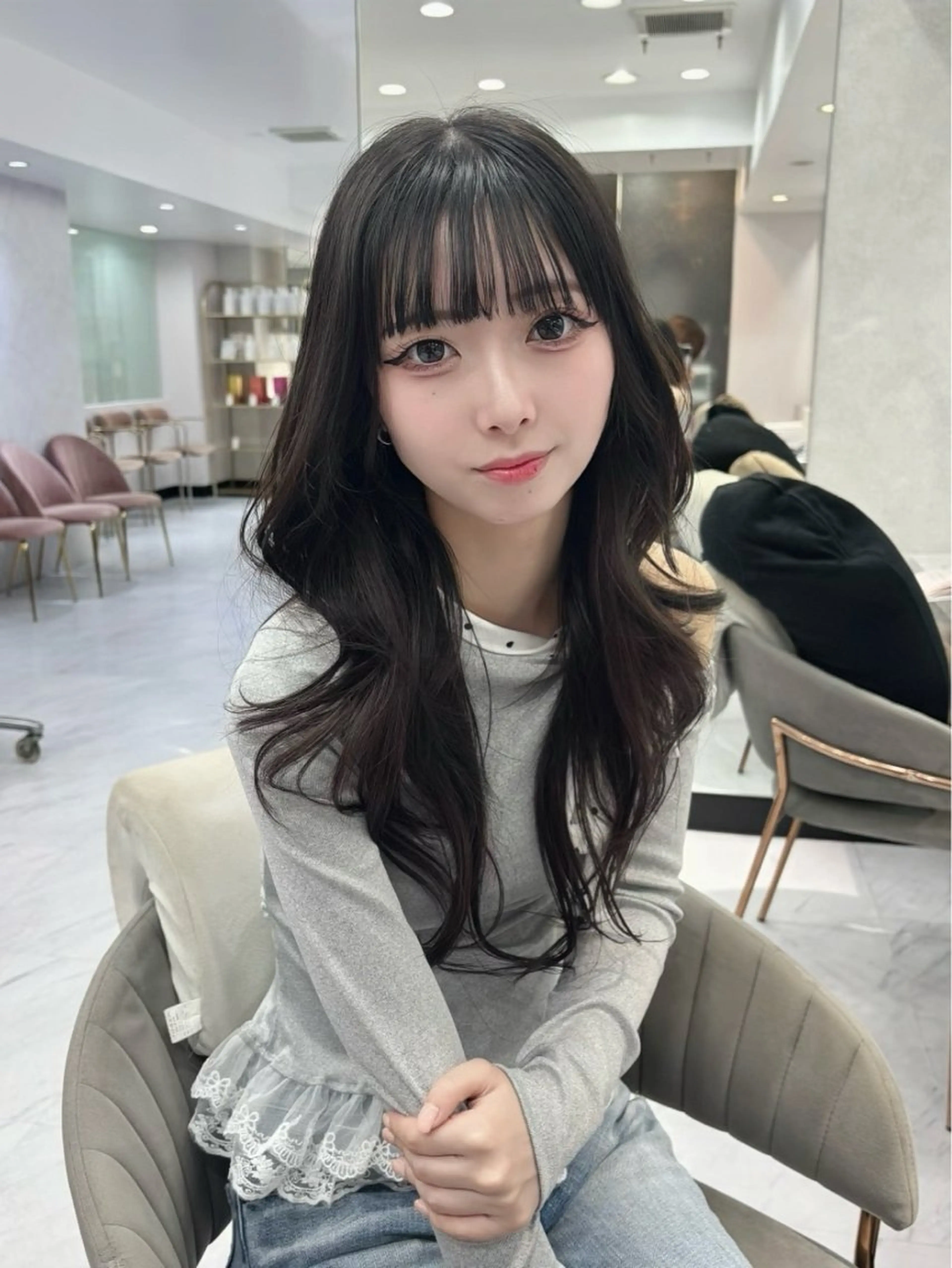 ロング カラー カット ヘアカラー 名古屋/中顔面短縮 ✨/小顔ハイレイヤーのヘアスタイル