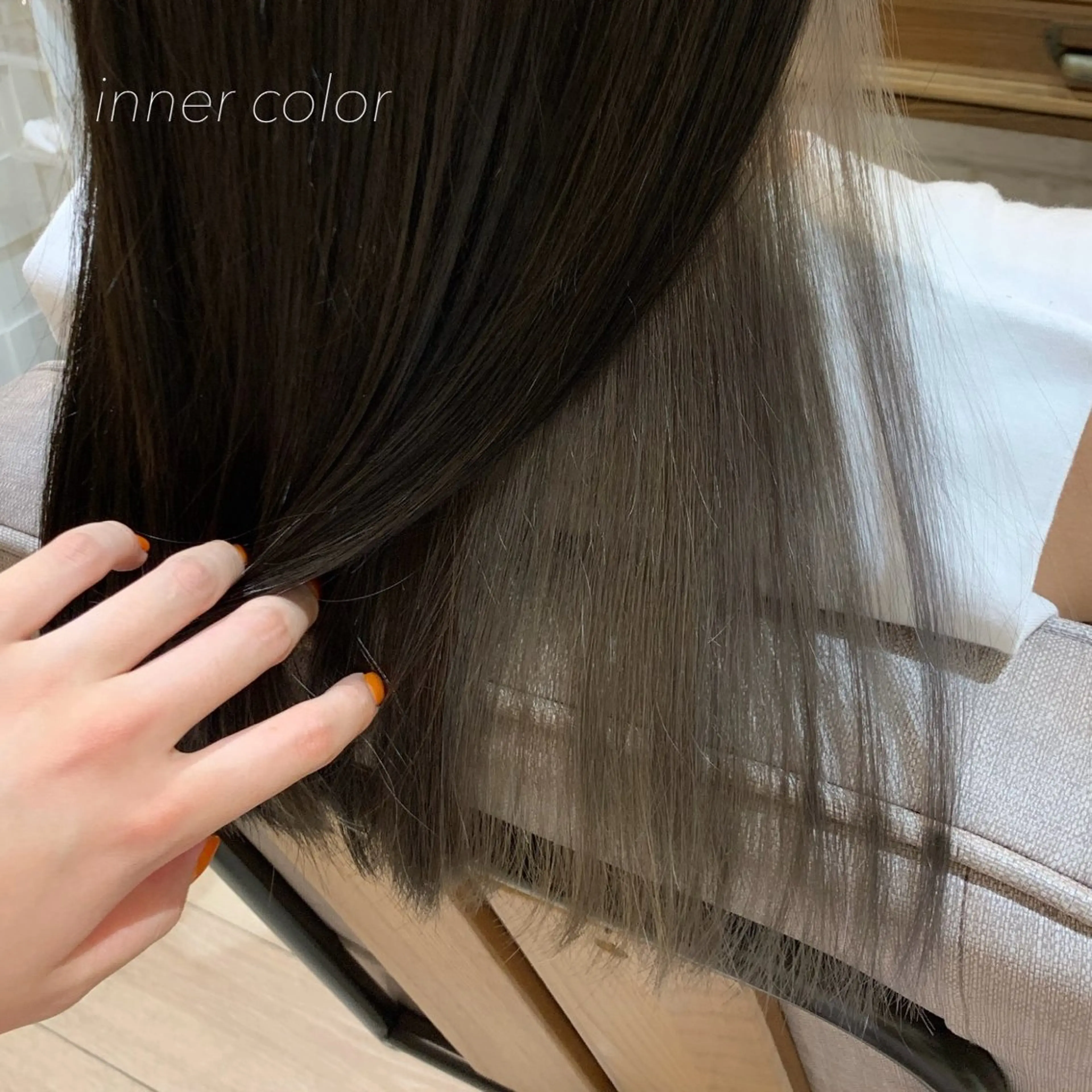 セミロング カラー アッシュ イヤリングカラー インナーカラー 似合わせカット得意 💛RENA💛のヘアスタイル