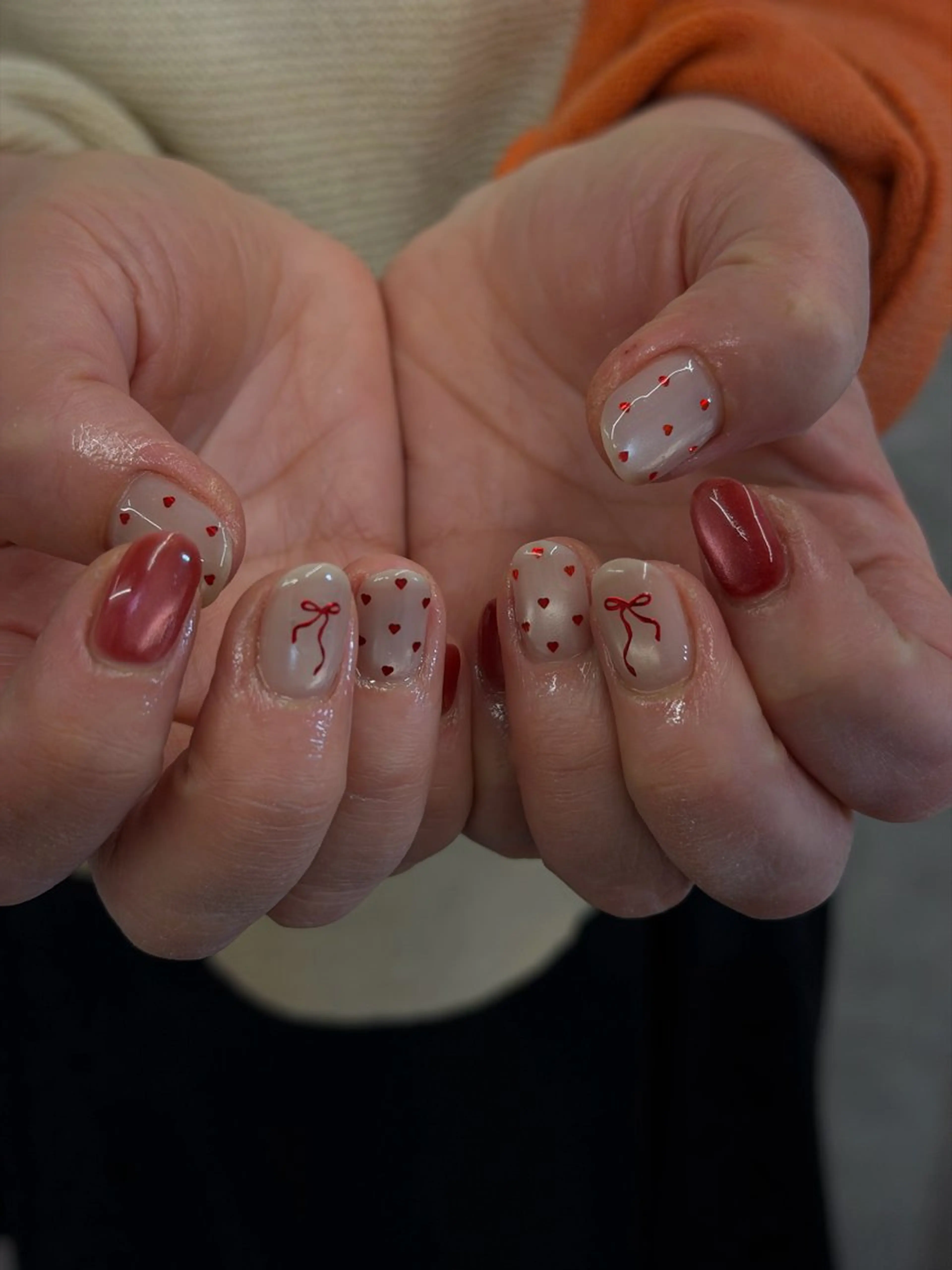 ネイル ドット ジェルネイル ハート マグネットネイル ニュアンスネイル Bana_ Nailのネイルデザイン