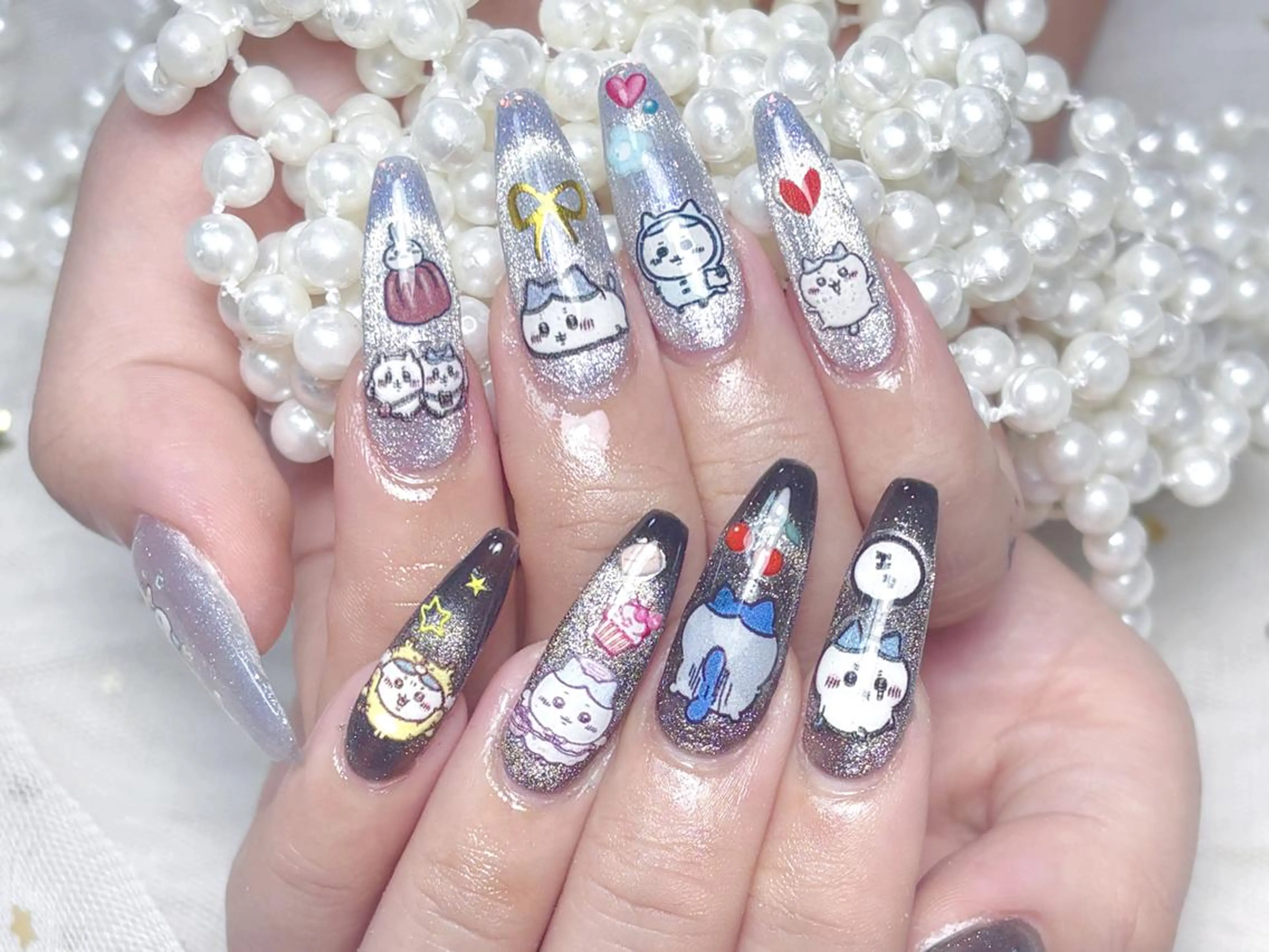 ネイル アートネイル オーロラネイル 長さ出し フットネイル ガーリー 🐾みき 🧸のネイルデザイン