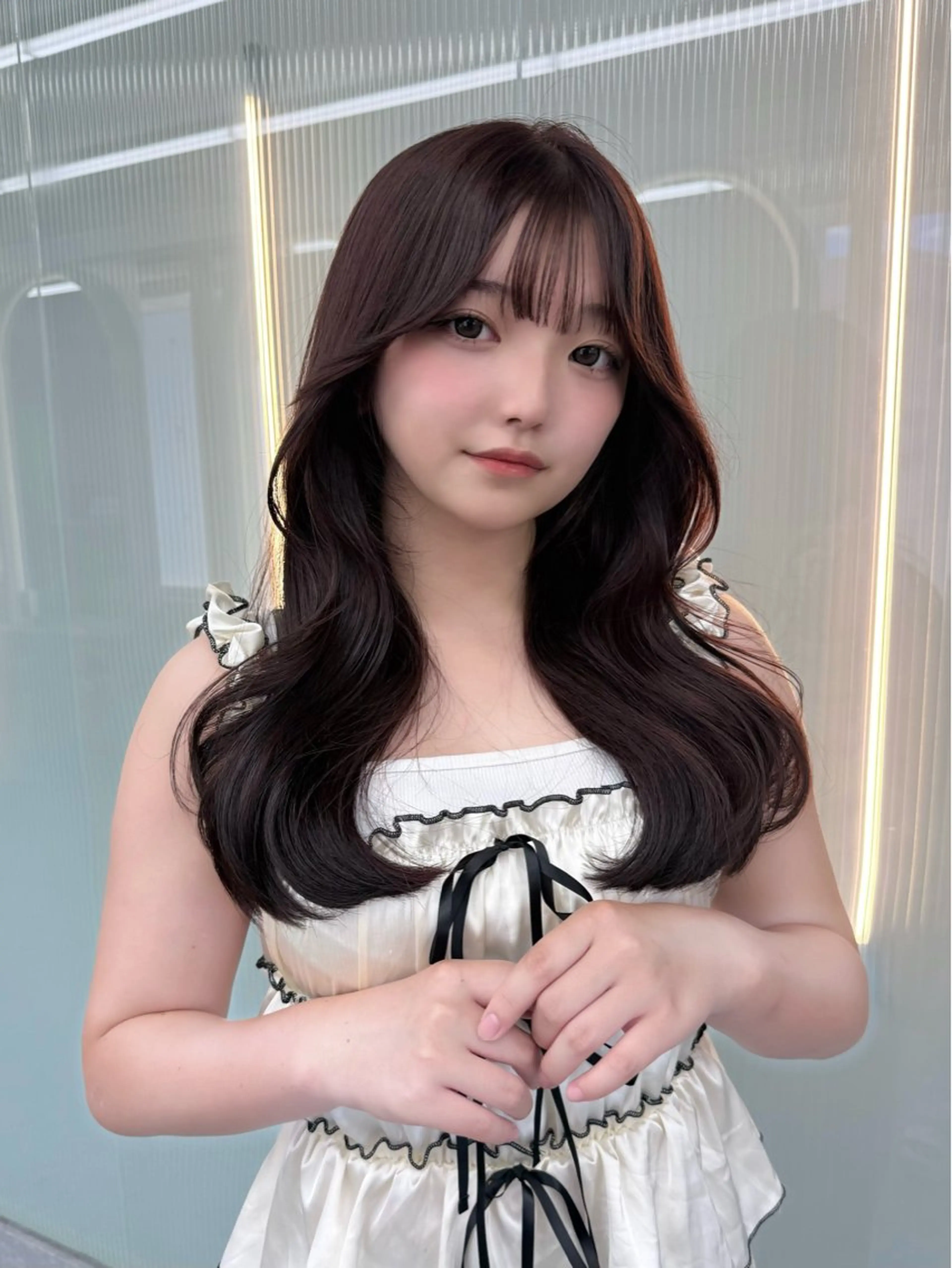 ロング カラー ブラウンカラー ピンクカラー ピンクブラウン 韓国風ヘア レイヤーカット カット ヘアカラー レイヤーカット /顔周り/和奏︎♪のヘアスタイル