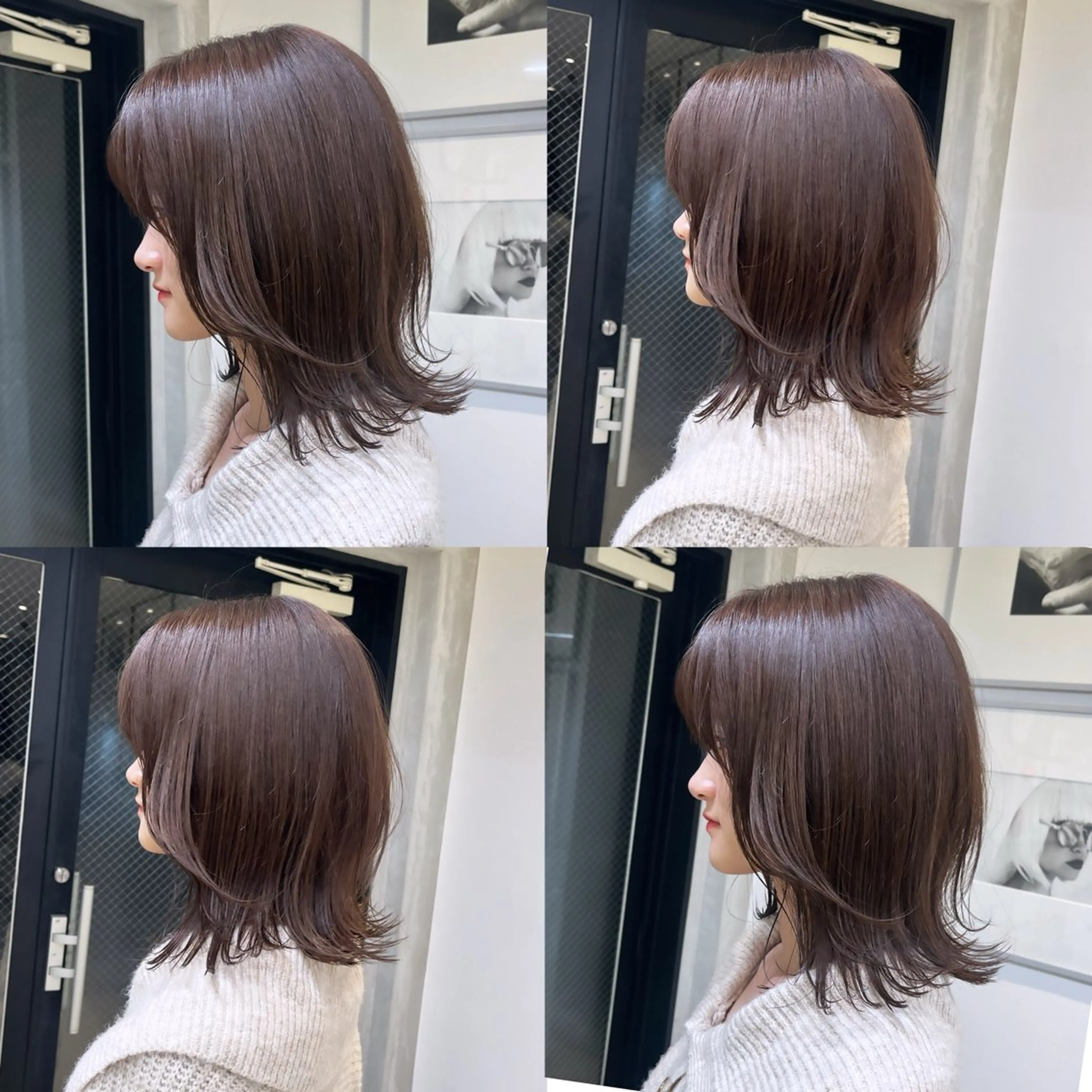 ミディアム カラー アッシュ アッシュブラウン ベージュカラー ブラウンカラー ブラウンベージュ ヘアカラー トリートメント ヘッドスパ ヘアセット カジュアルを女っぽく 𝗮𝘆𝗮𝗰𝗼のヘアスタイル