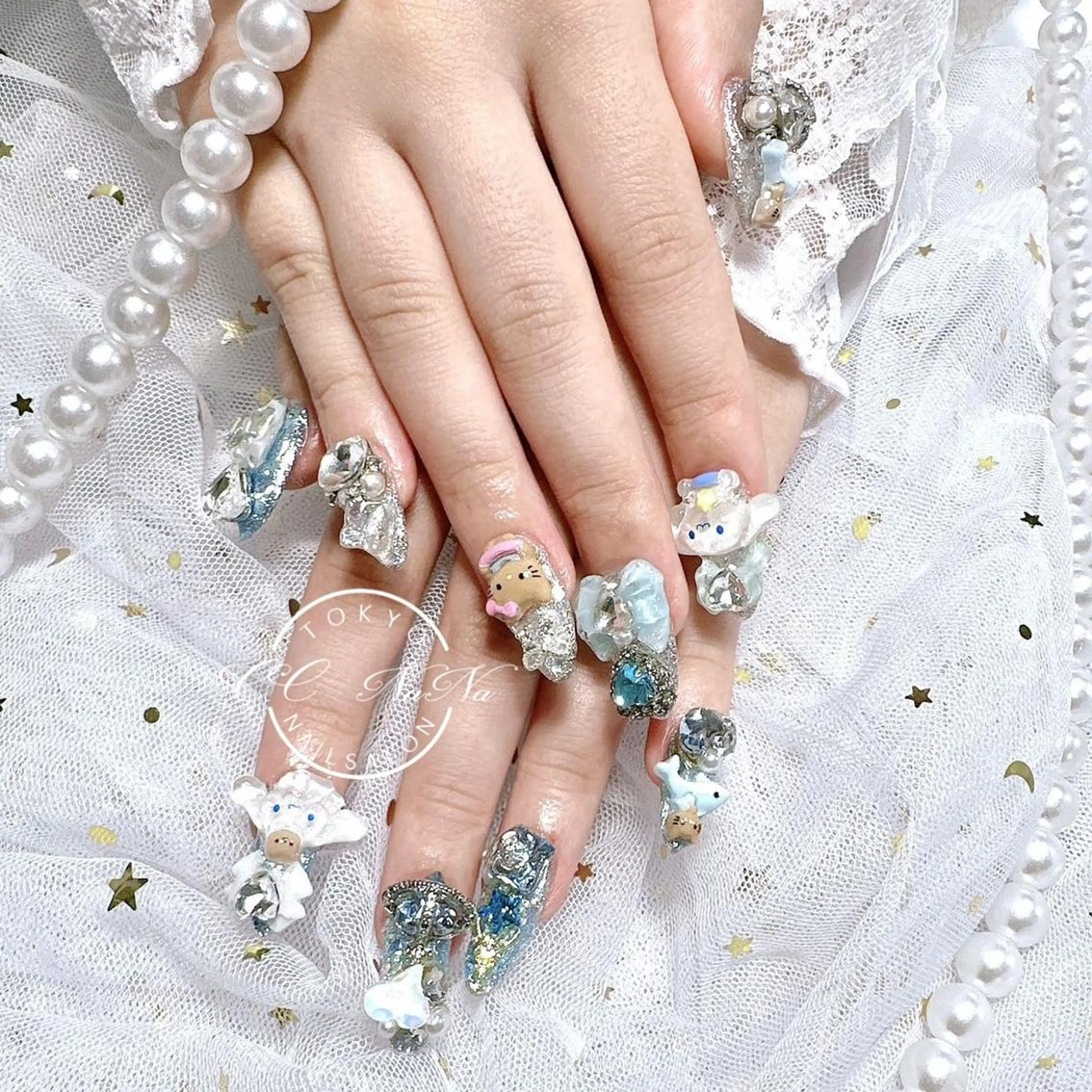 ネイル 韓国風ワンホンネイル パラジェル🩵roのネイルデザイン