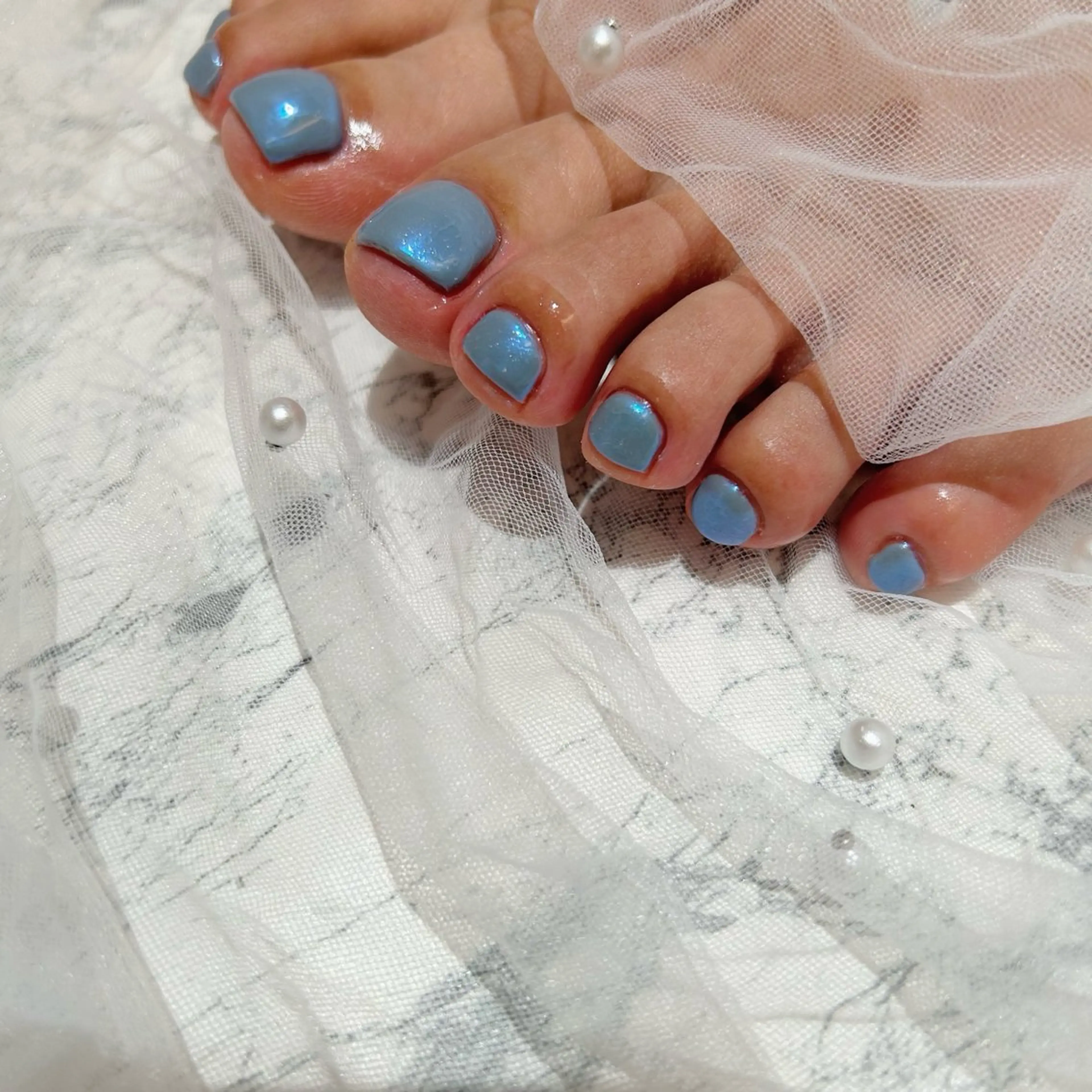 ネイル オーロラネイル フットネイル マグネット/心斎橋 LoLo.カレラのネイルデザイン