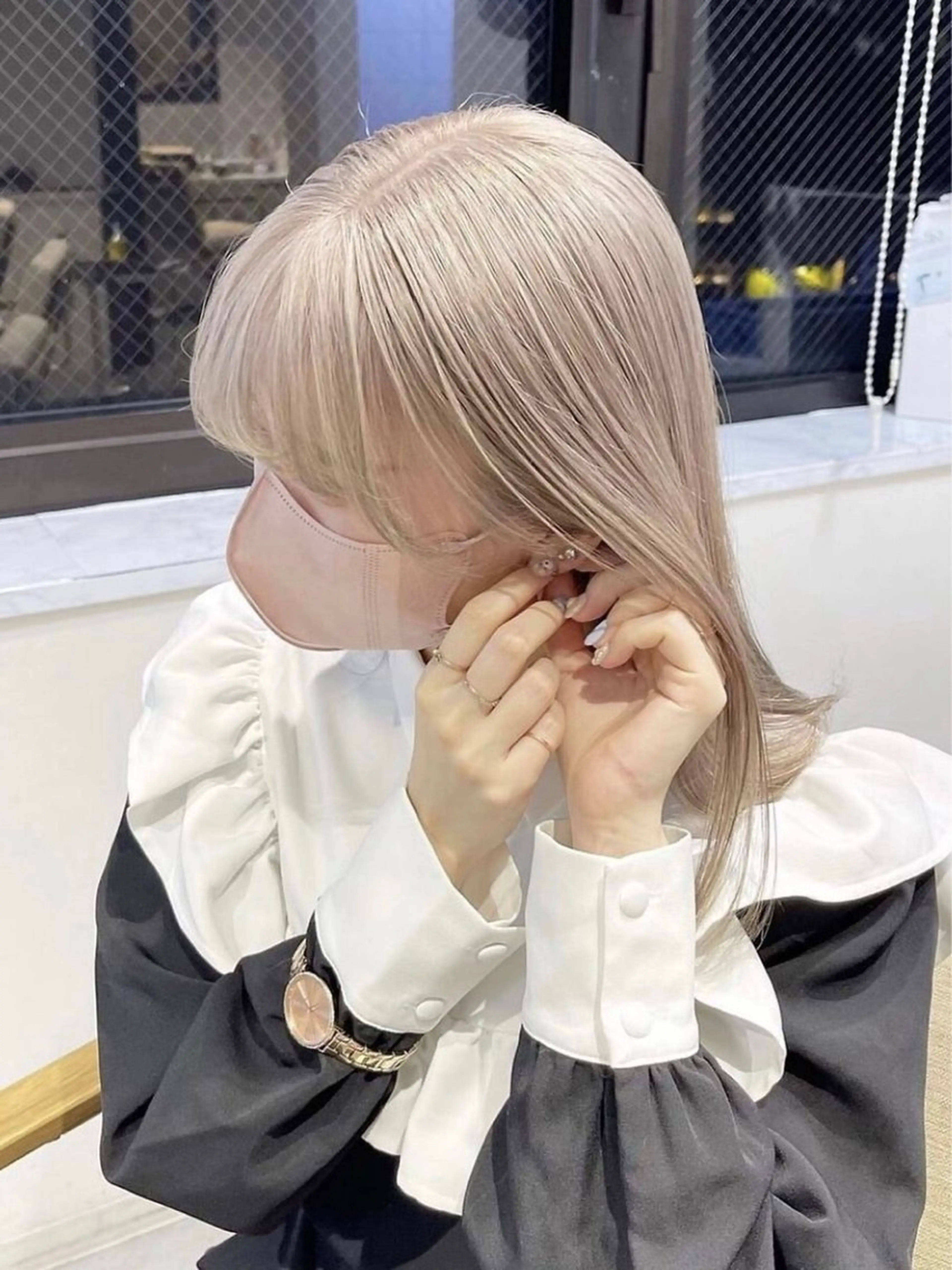 セミロング カラー パーマ ヘアアレンジ 江坂エリア最安値◎ ブリーチ*土田のヘアスタイル