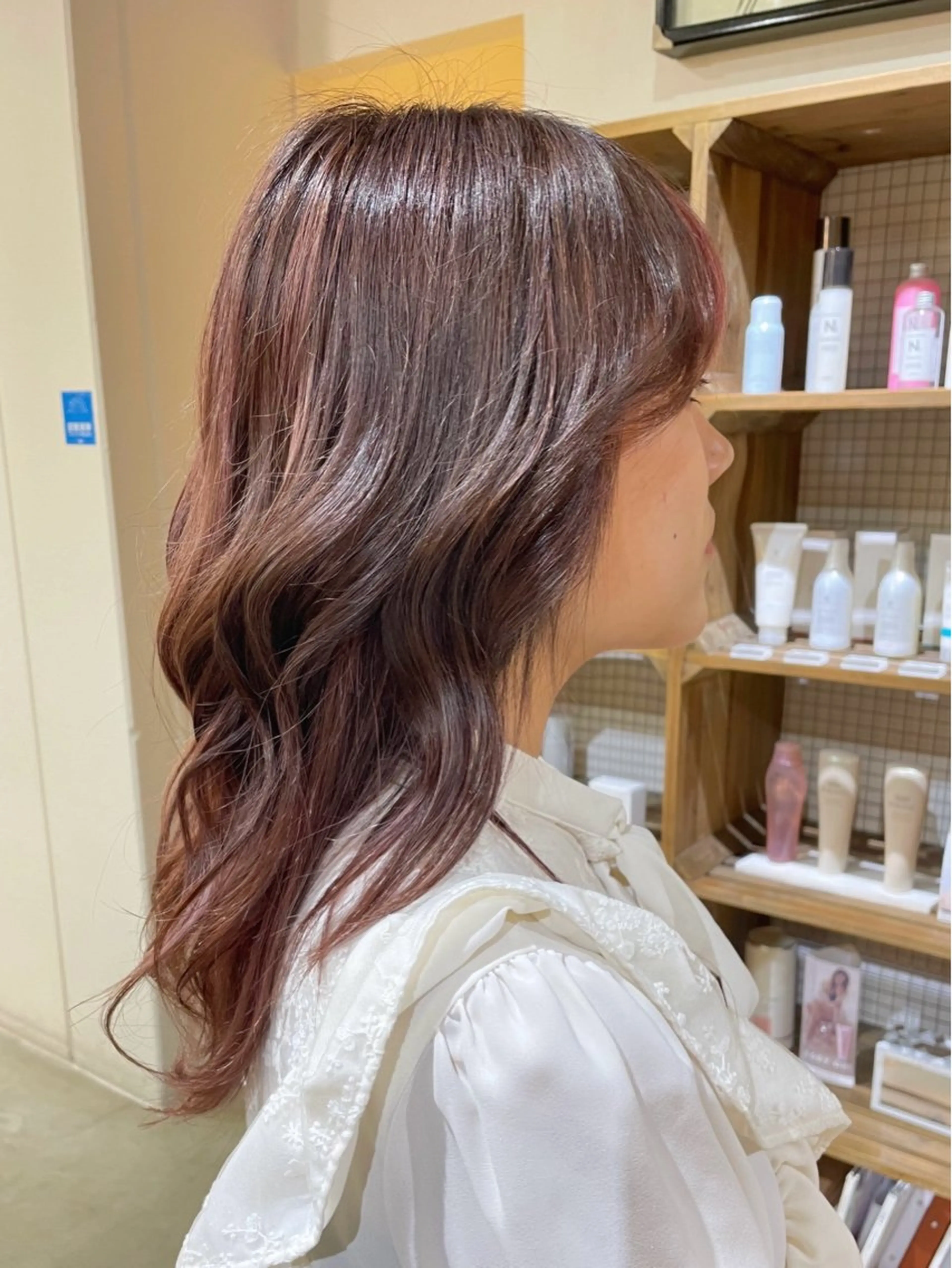 ロング カラー ハイライトカラー ピンクカラー ハイライト カット ヘアカラー トリートメント 中津/梅田/酸性 /髪質改善/愛芽のヘアスタイル