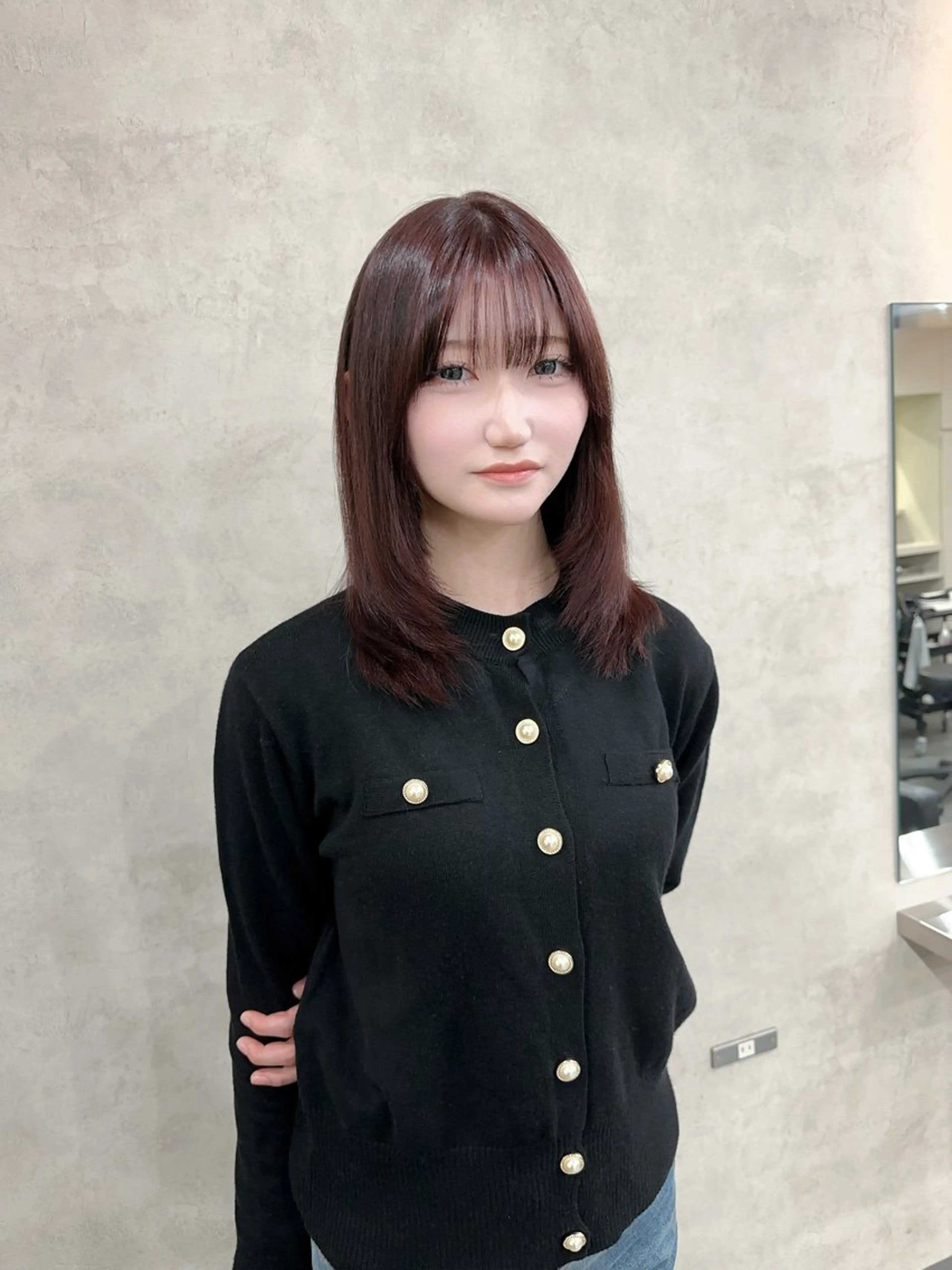 ミディアム カラー ヘアアレンジ ブラウンカラー ピンクカラー ピンクブラウン レイヤーカット カット ヘアカラー トリートメント JILL by charme所属・小山/透明感カラー/ レイヤー/中茎涼太のヘアスタイル