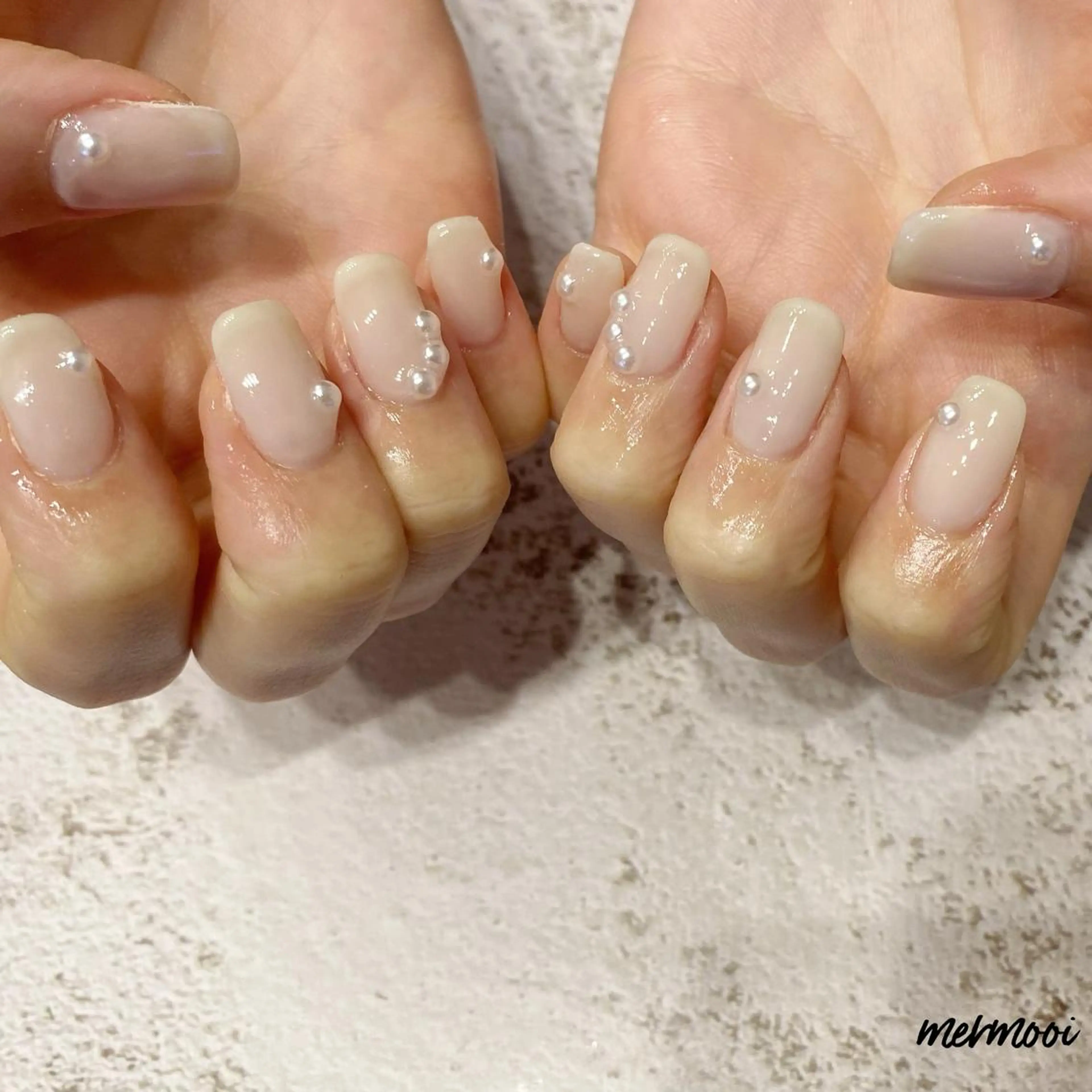 ネイル 氷ネイル・うるうるネイル キラキラネイル ニュアンスネイル スカルプネイル シンプルネイル ハンドネイル mermooi所属・melumooi nailのネイルデザイン