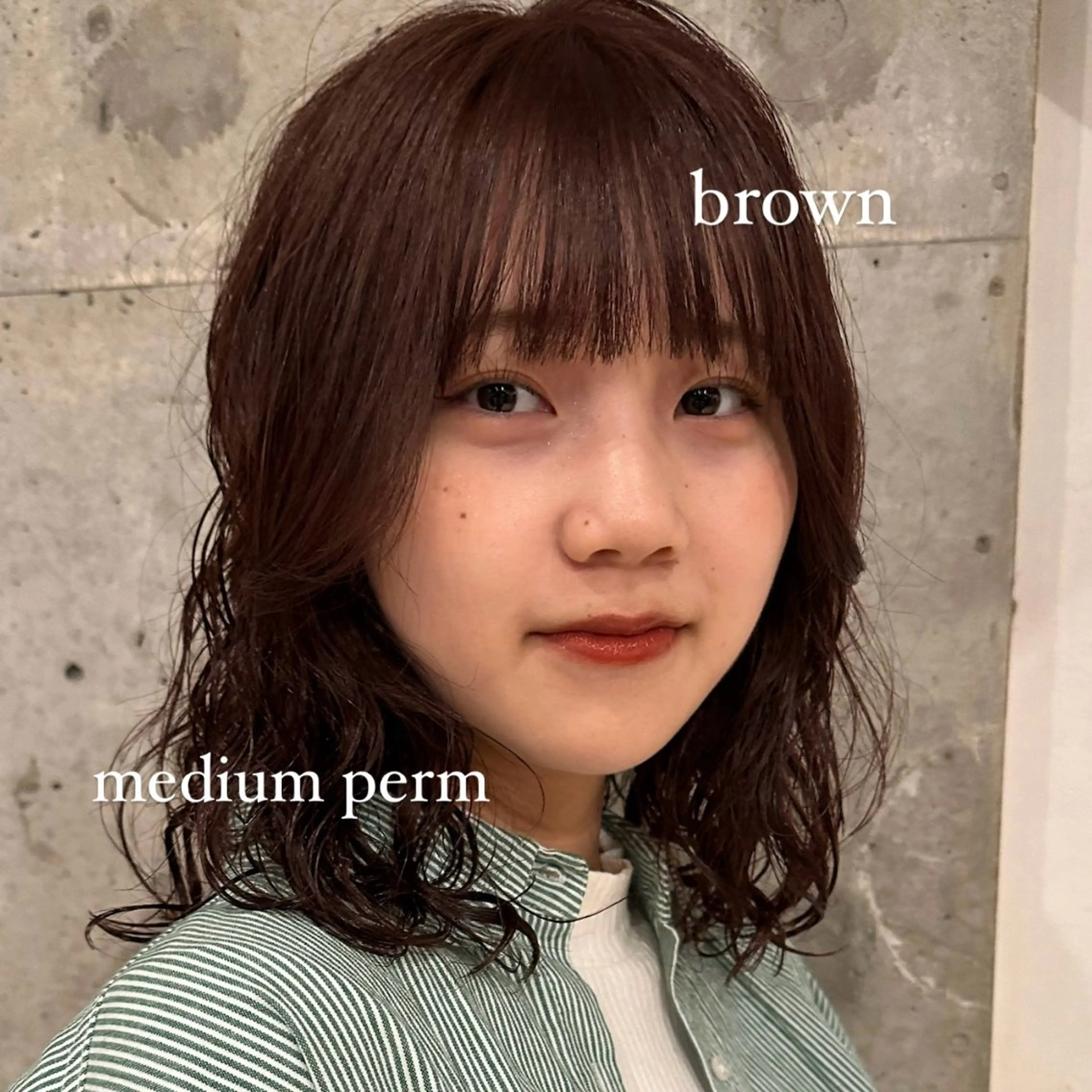 ミディアム カラー パーマ ミディアムパーマ レイヤーカット ボブ/レイヤー/ニュ アンスパーマ/小夏のヘアスタイル