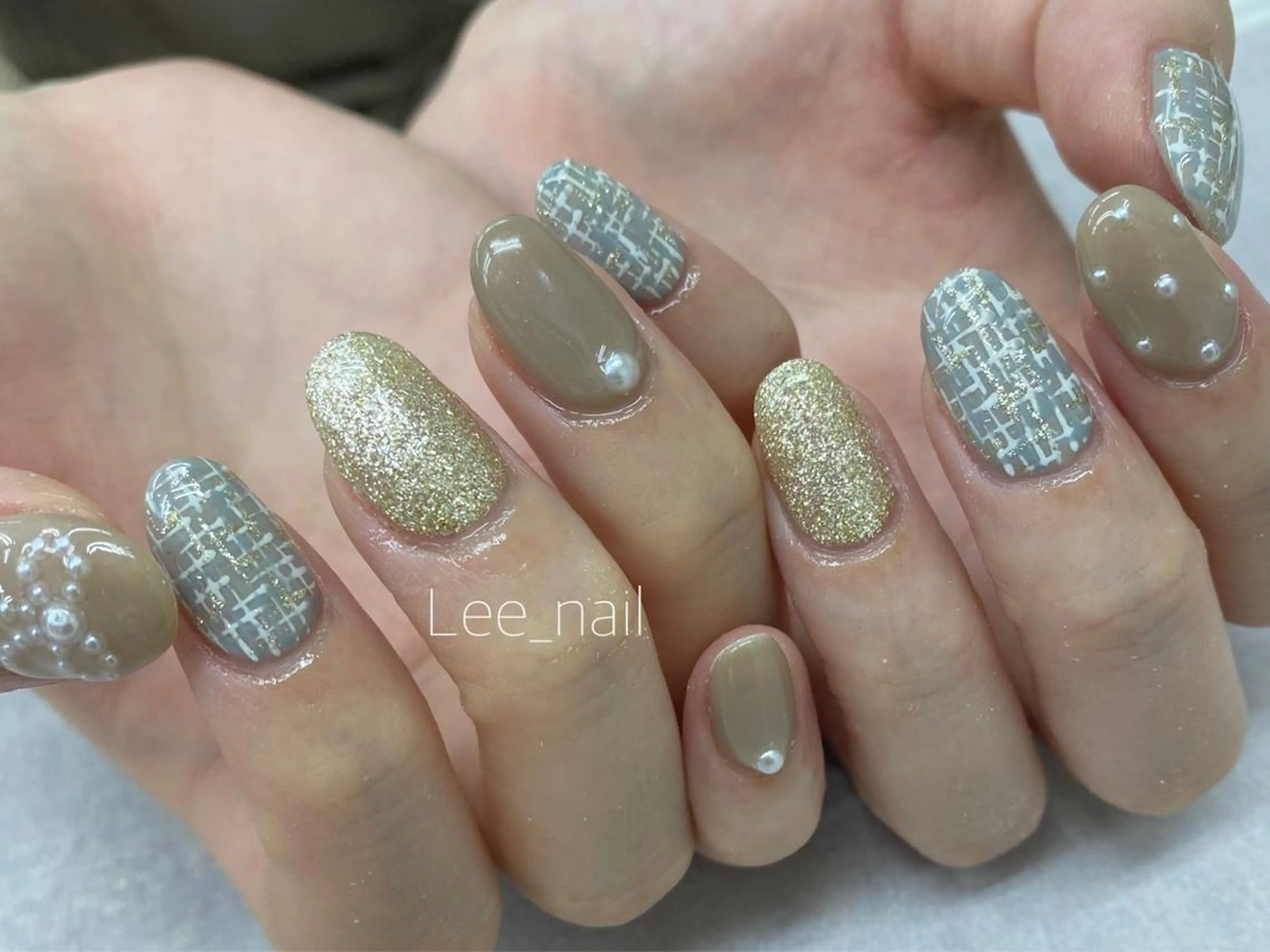 ネイル ツイードネイル 冬ネイル Lee_ nailのネイルデザイン