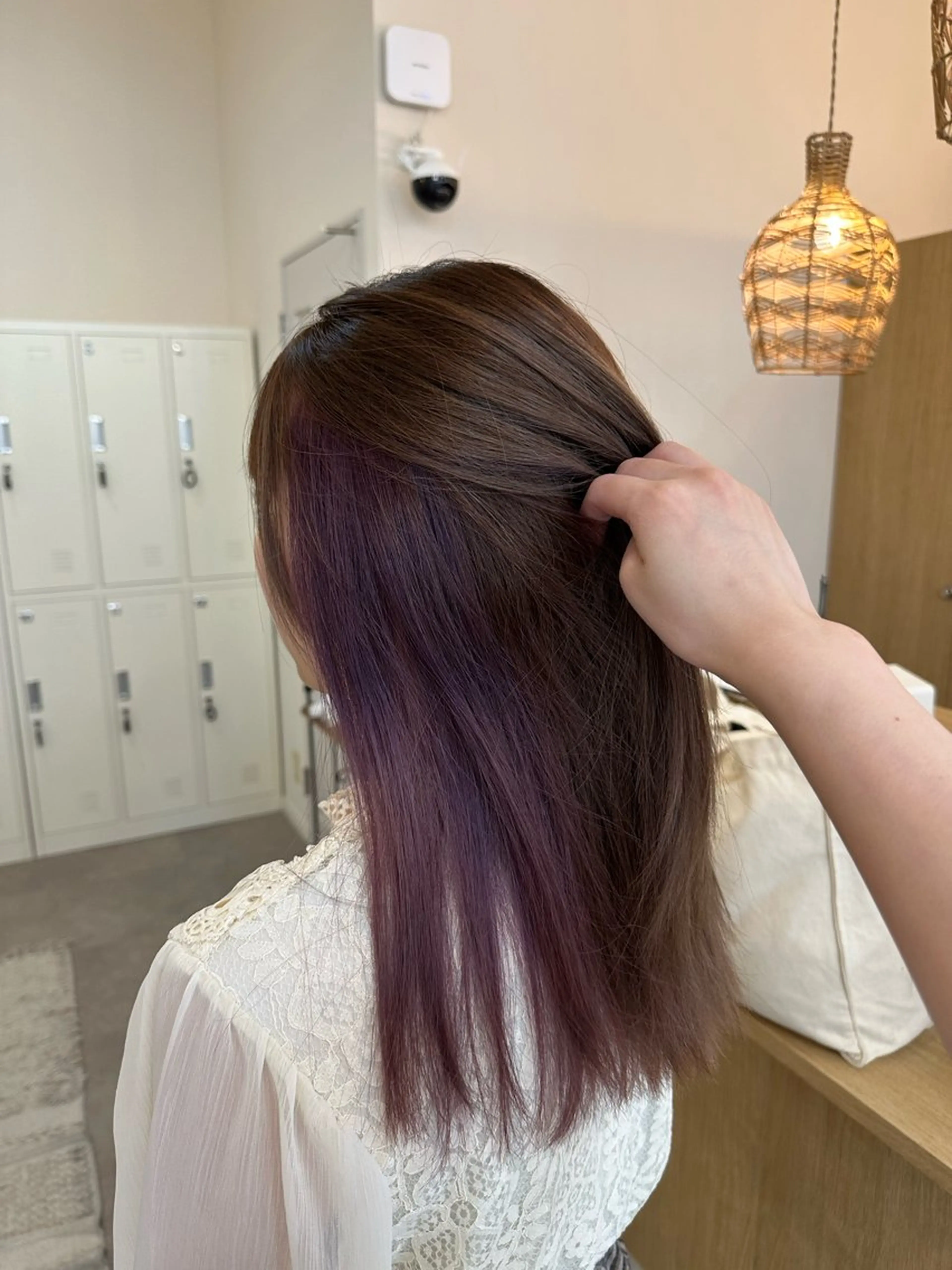 ロング ピンクラベンダー ヘアカラー 田中 桜風のヘアスタイル