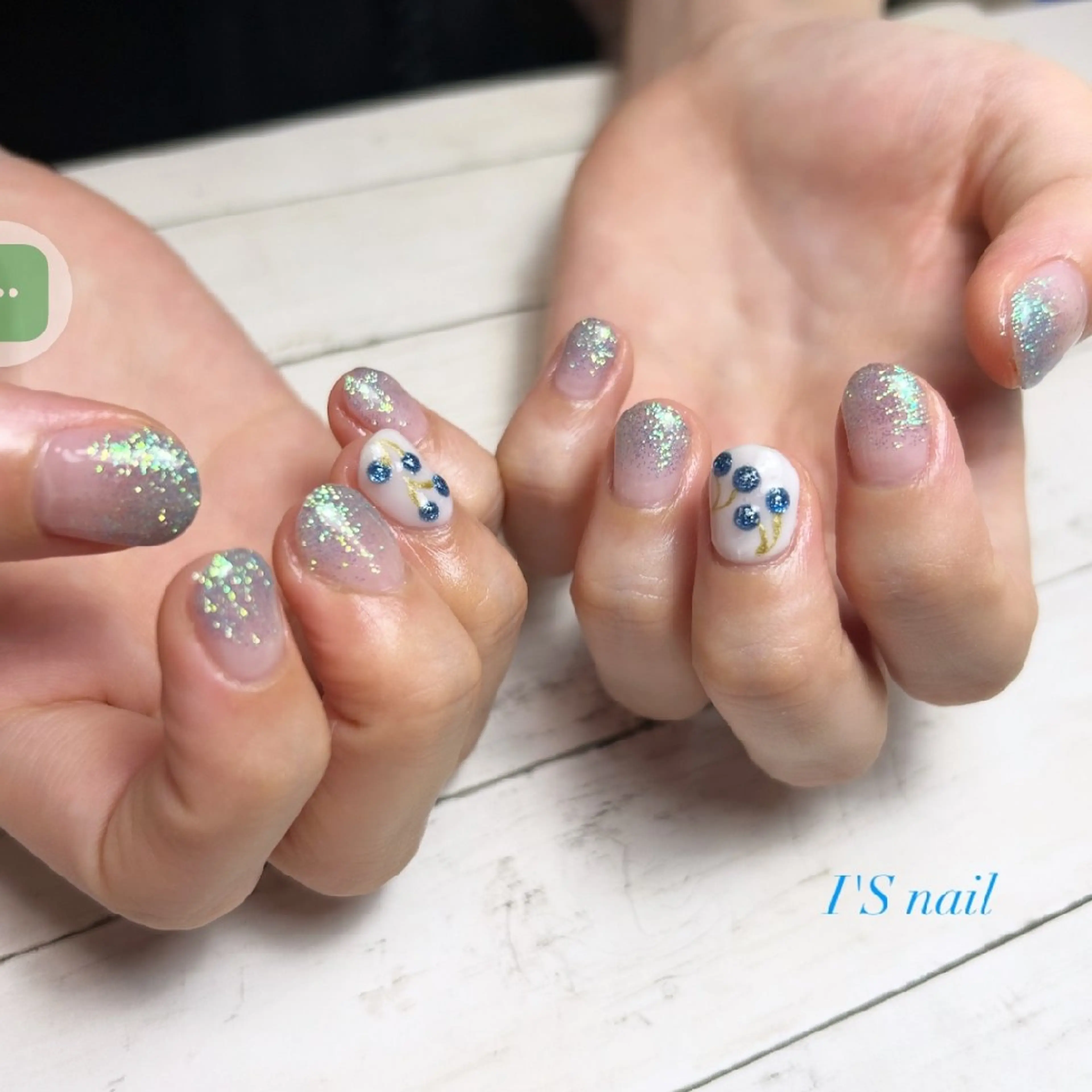 ネイル ブルー ハンドネイル I'S nail 佐野のネイルデザイン