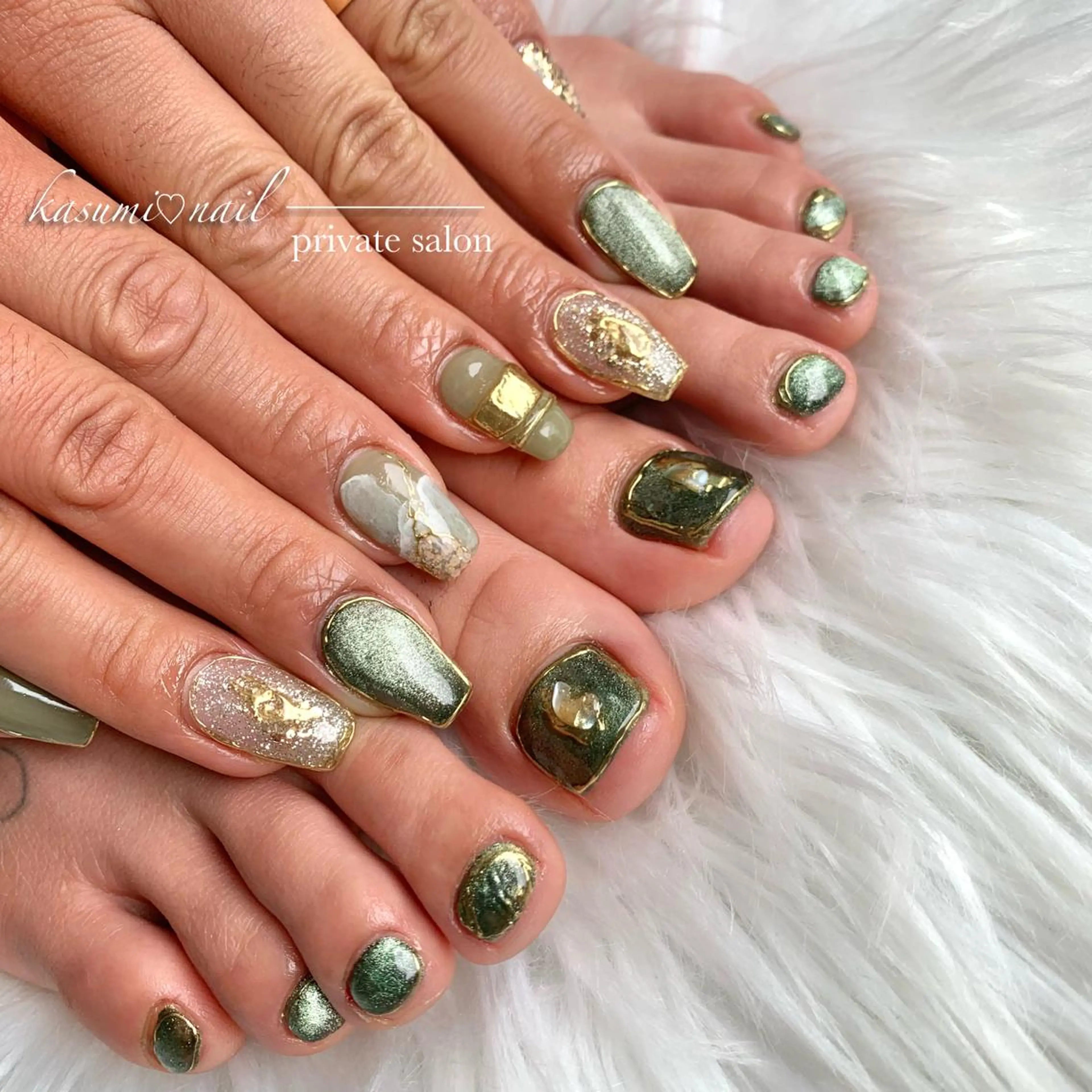 ネイル アートネイル フットネイル フレンチネイル ロングネイル マグネットネイル KASUMI♡ Nailのネイルデザイン