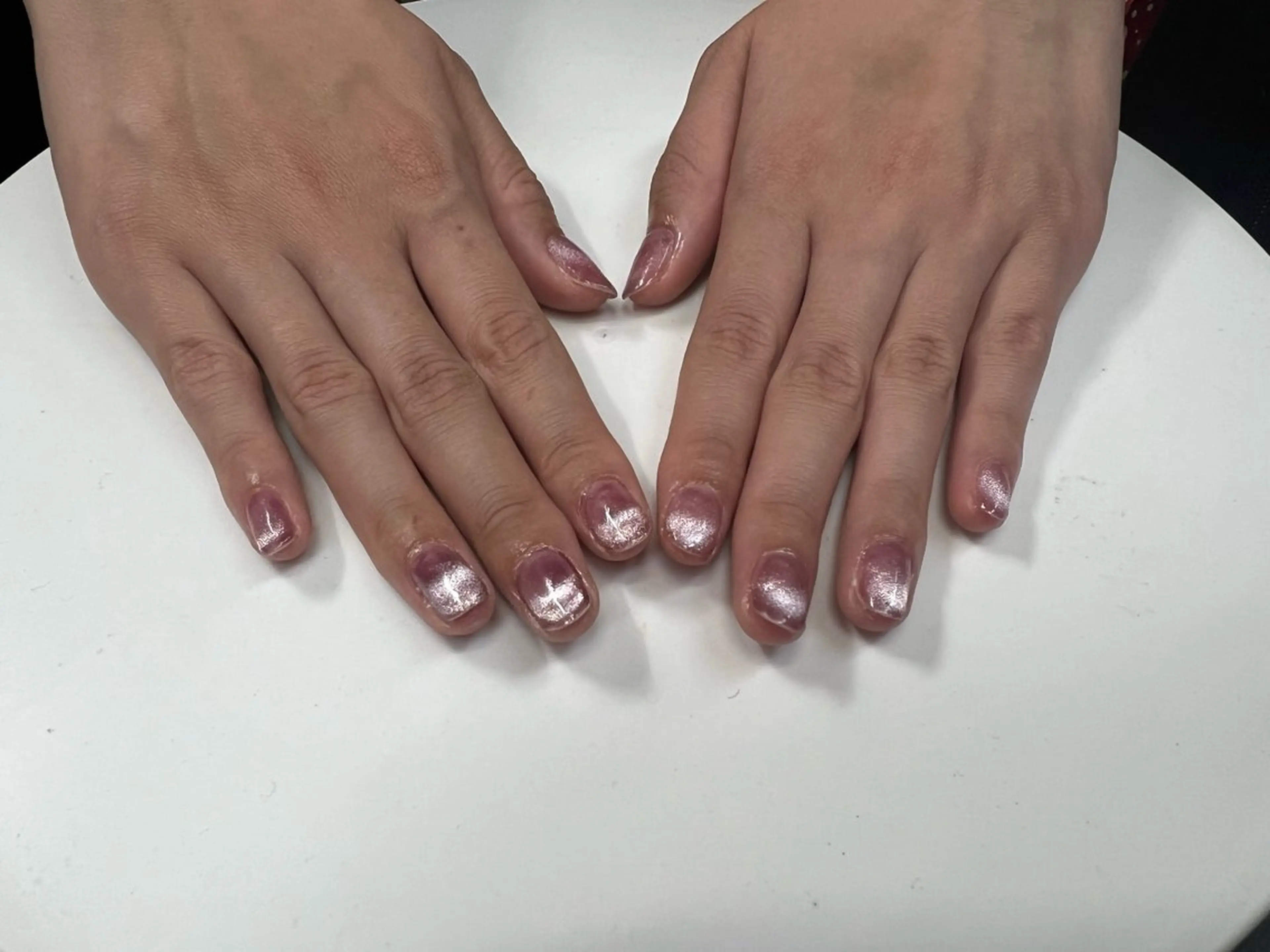 ネイル フレンチネイル マグネットネイル マグネットフレンチ ピンク KITTY Mayuのネイルデザイン