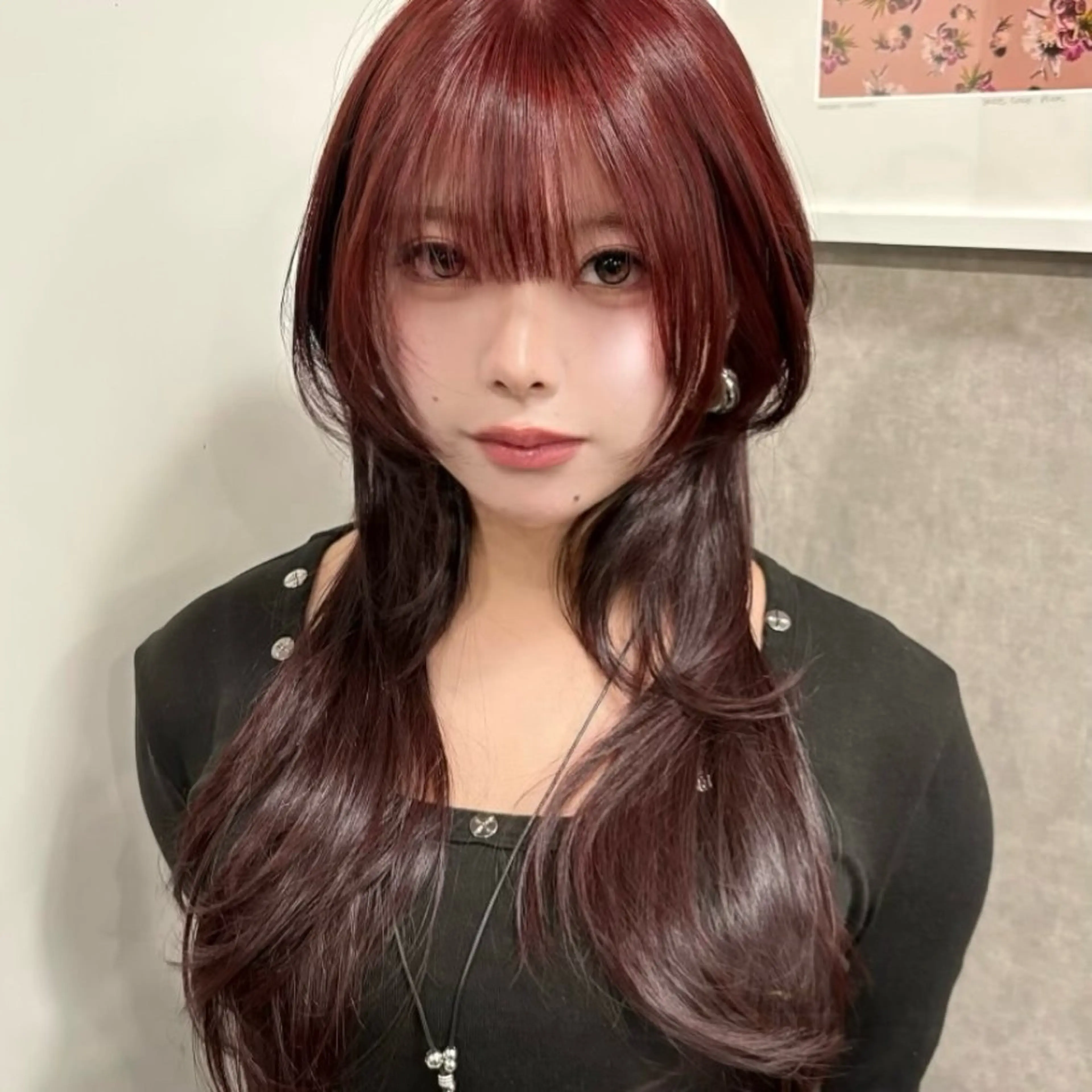 セミロング くびれヘア 顔周りカット ハイレイヤー 韓国風ヘア レイヤーカット ヘアカラー トリートメント 上村 光希のヘアスタイル