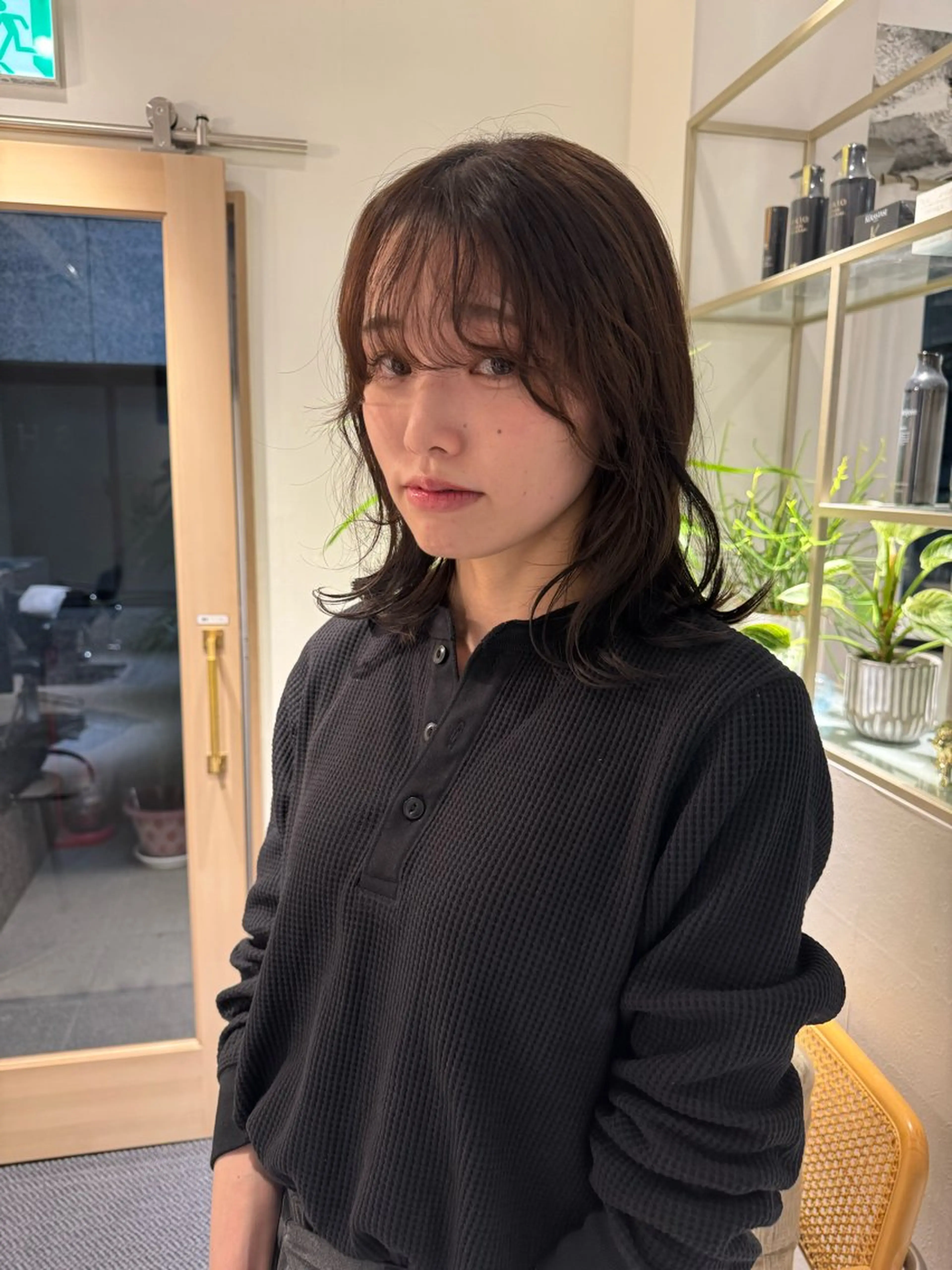 ミディアム ミディアムパーマ 透明感カラー/似合わ せカット/大島実加永のヘアスタイル