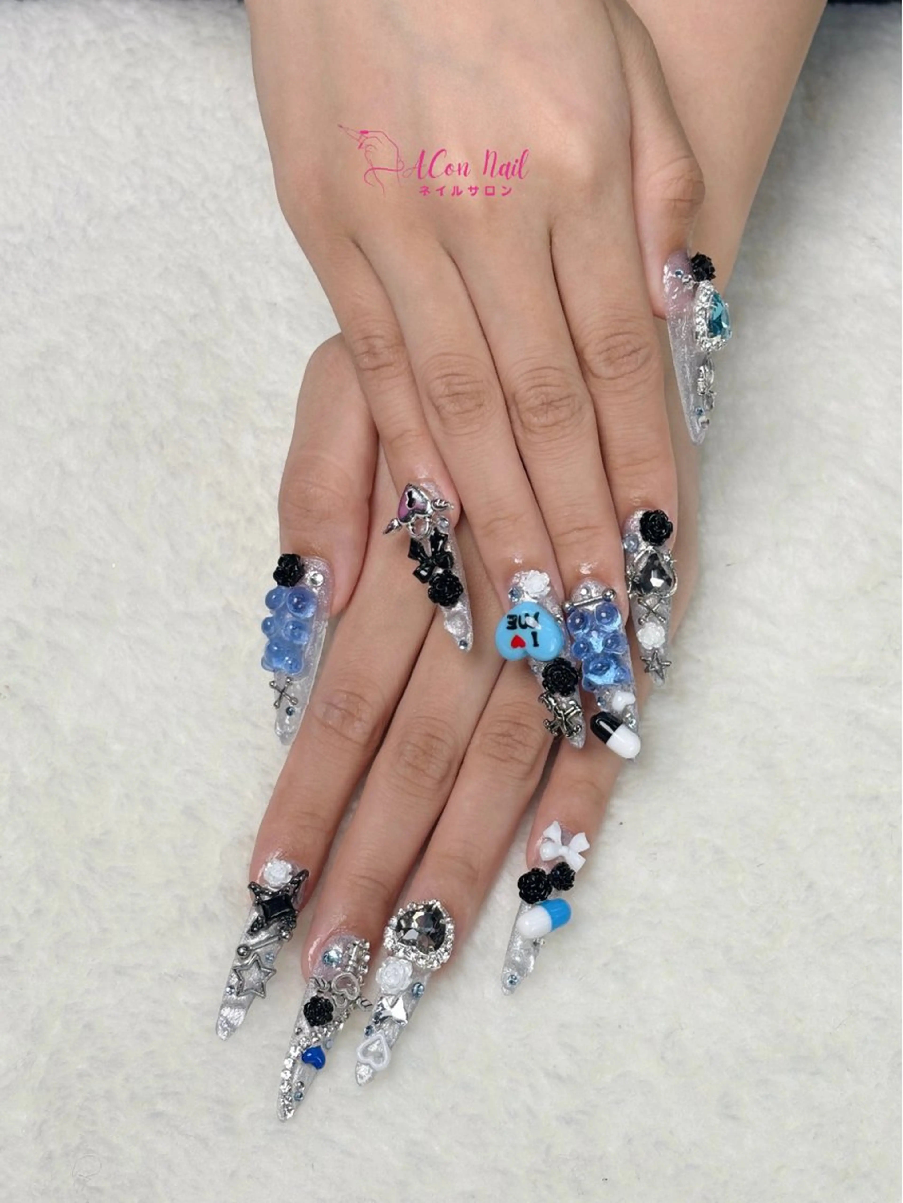 ネイル 桜ネイル 長さ出し フラワーネイル フレンチネイル ジェルネイル ハンドネイル ACon NailSalonのネイルデザイン