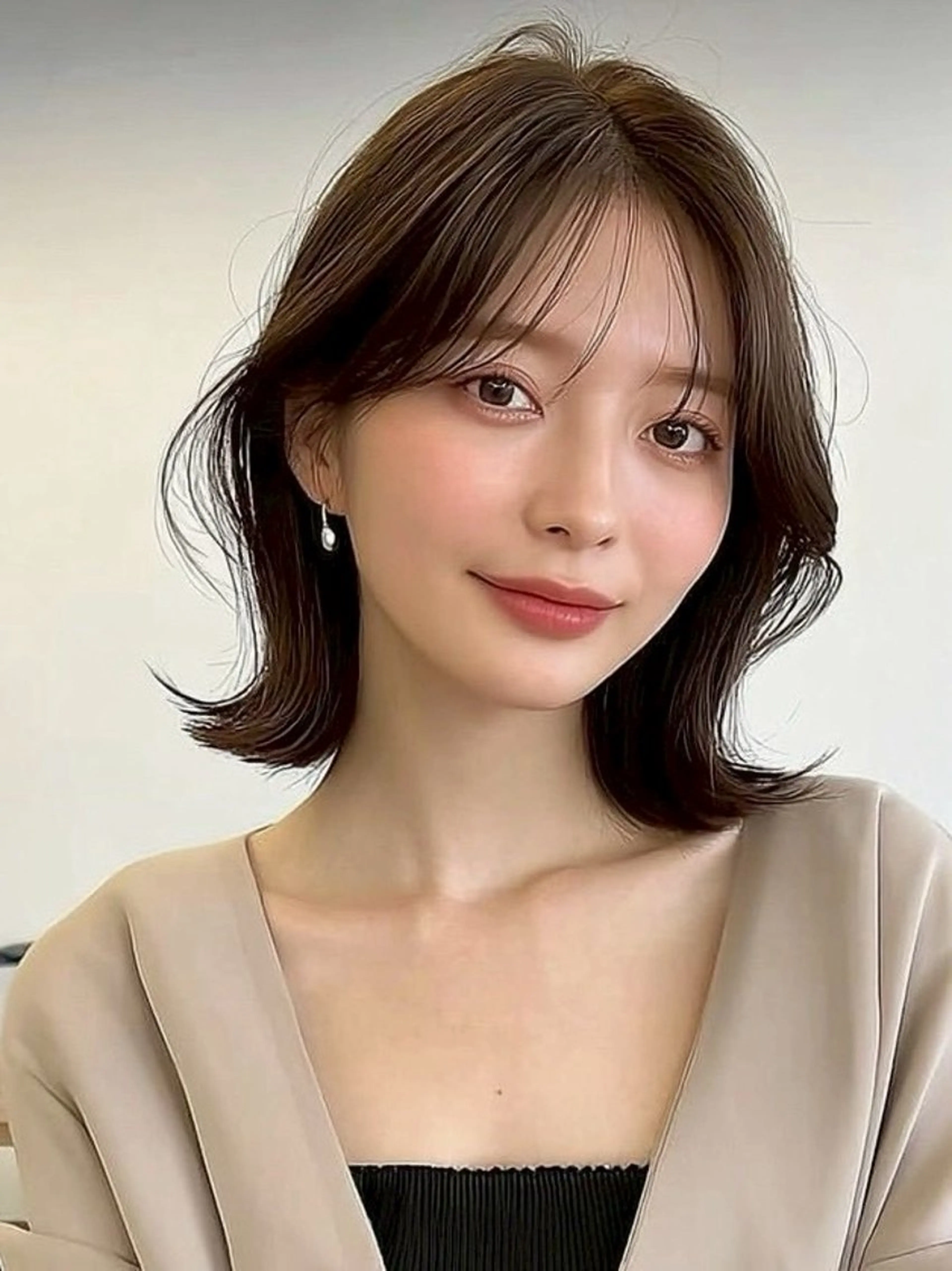 ミディアム カット ヘアカラー 越川 友美子のヘアスタイル